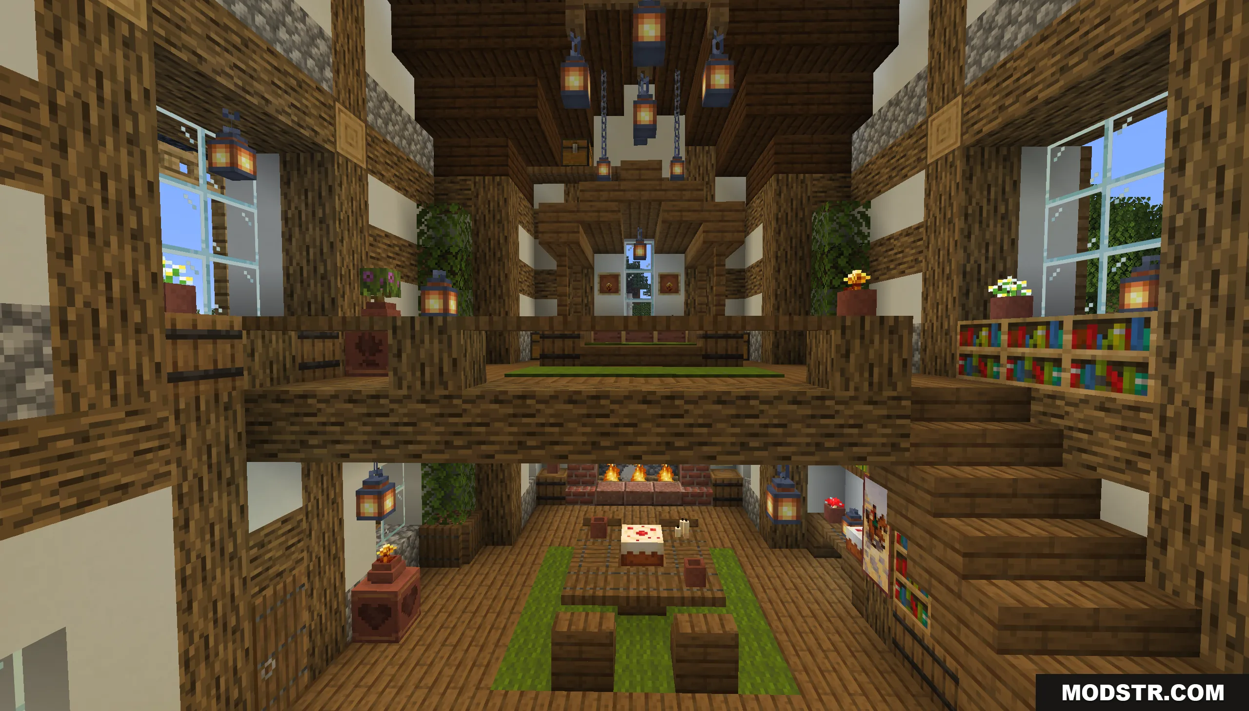 Tiny Takeover Farmstead Map Screenshot 9 Cozy interior of a wooden farmhouse with a loft and dining area