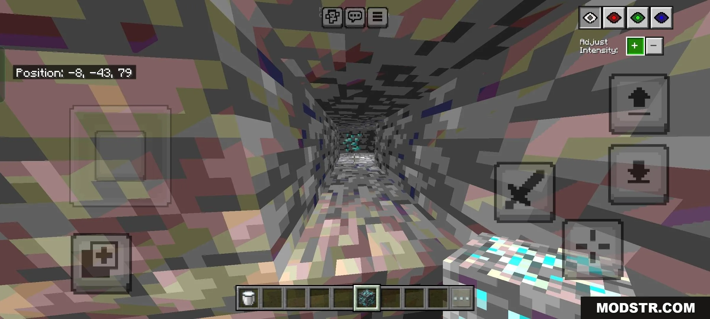 Toggle Night Vision Shader Screenshot 1 Toggle Night Vision Shader menu used to find diamond ores in dark caves