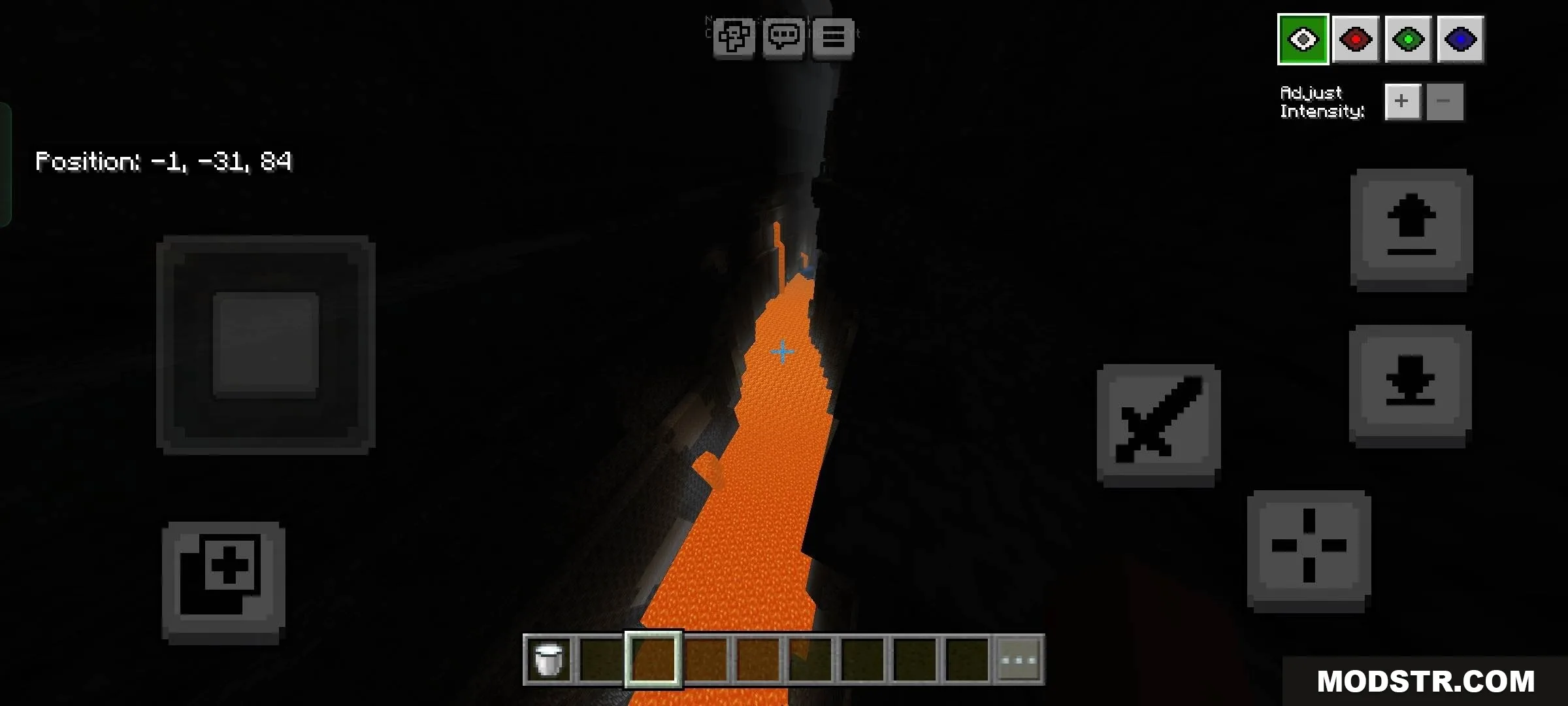 Toggle Night Vision Shader Screenshot 5 Custom menu with color options displayed while exploring a deep dark ravine