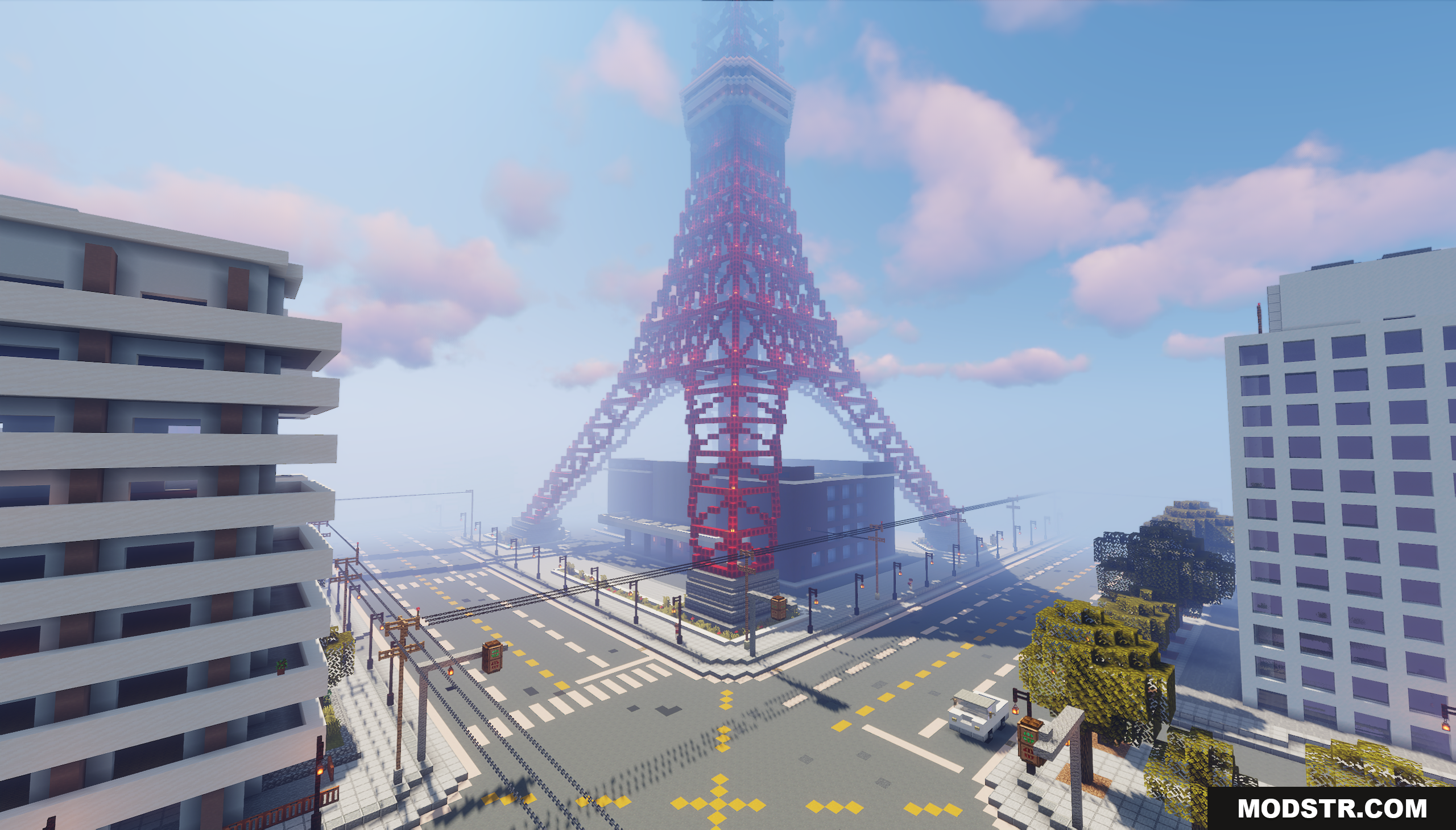 Tokyo Inspired City Map Screenshot 10 A Minecraft recreation of the Tokyo Tower in a city