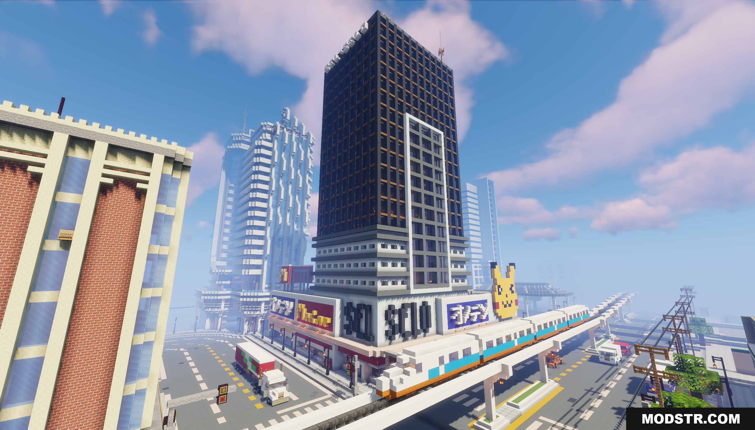 Tokyo Inspired City Map Screenshot 7 A modern city with a skyscraper and elevated train