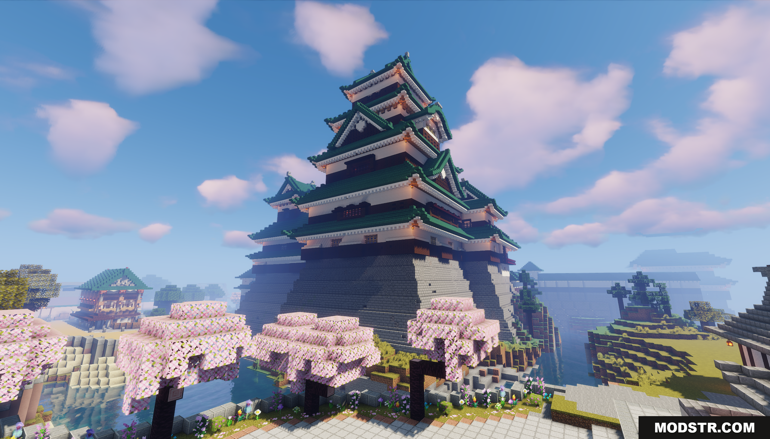 Tokyo Inspired City Map Screenshot 3 A large Japanese castle surrounded by cherry blossom trees