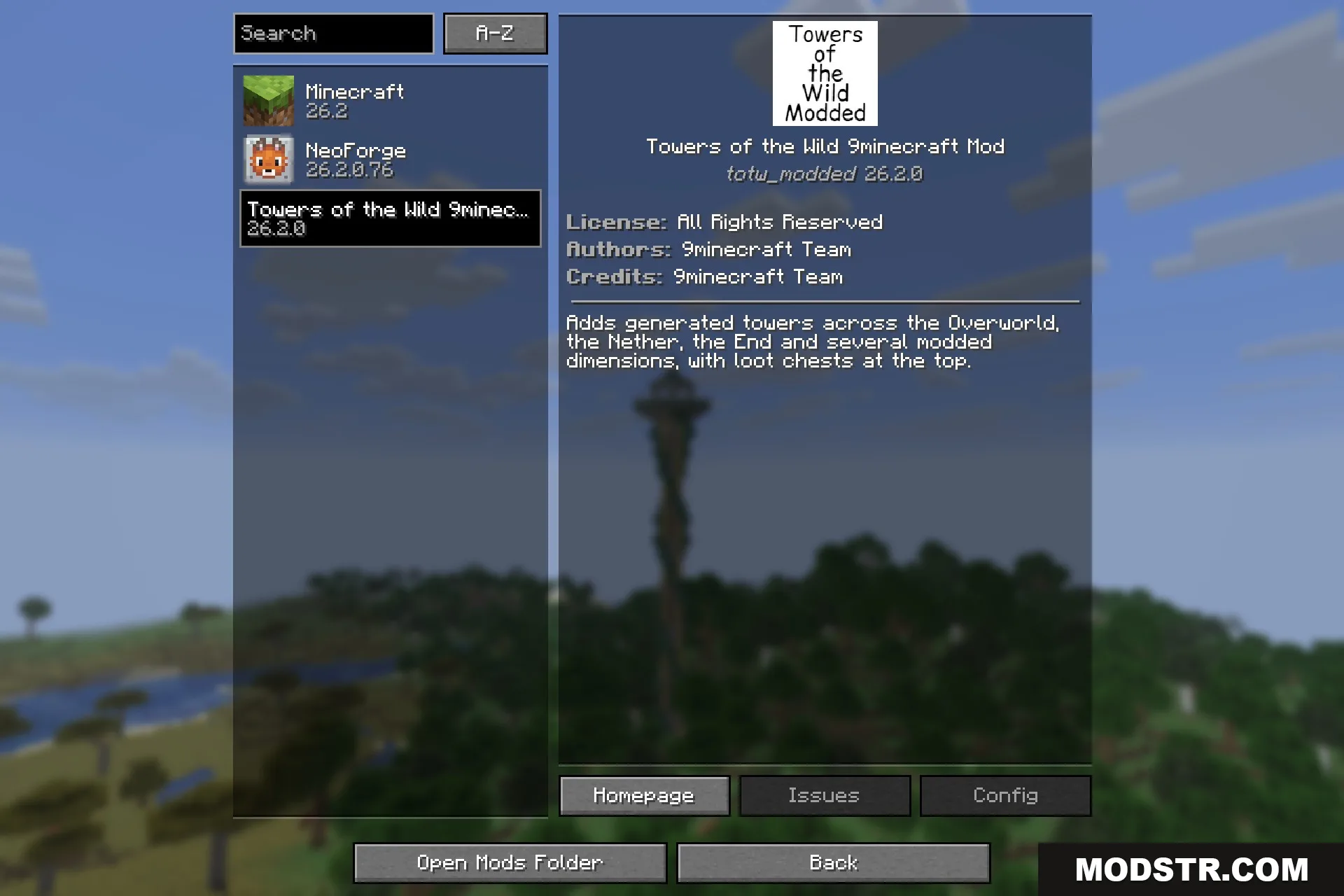 The Towers of the Wild entry in the Minecraft mod list