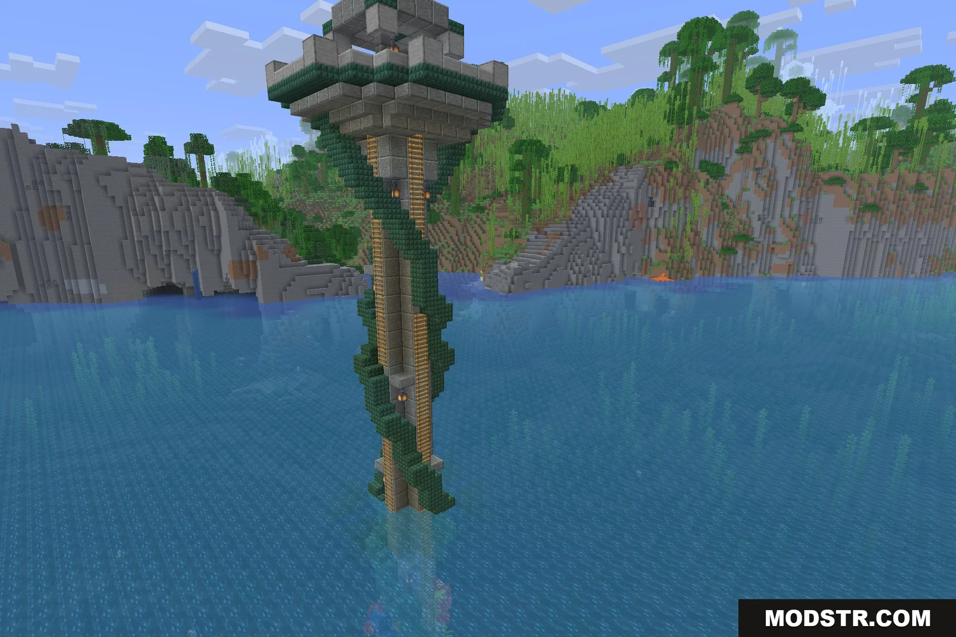 The warm-ocean tower beside a jungle coast