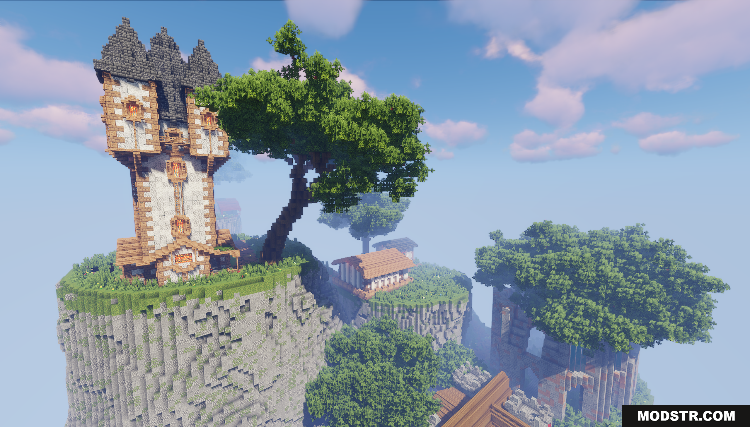 Town on the Mountain Map Screenshot 5 A tall medieval tower stands on a floating island