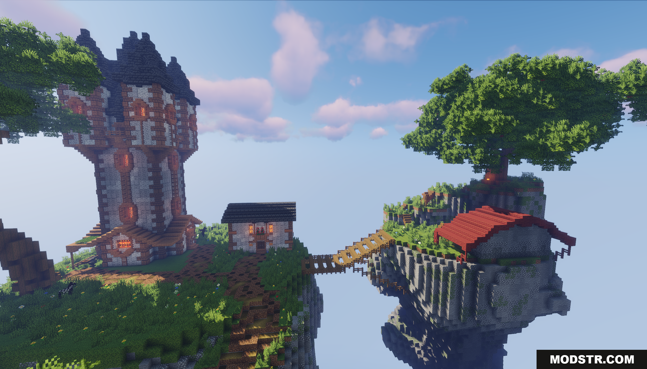 Town on the Mountain Map Screenshot 8 A medieval tower connected by a bridge to a floating island