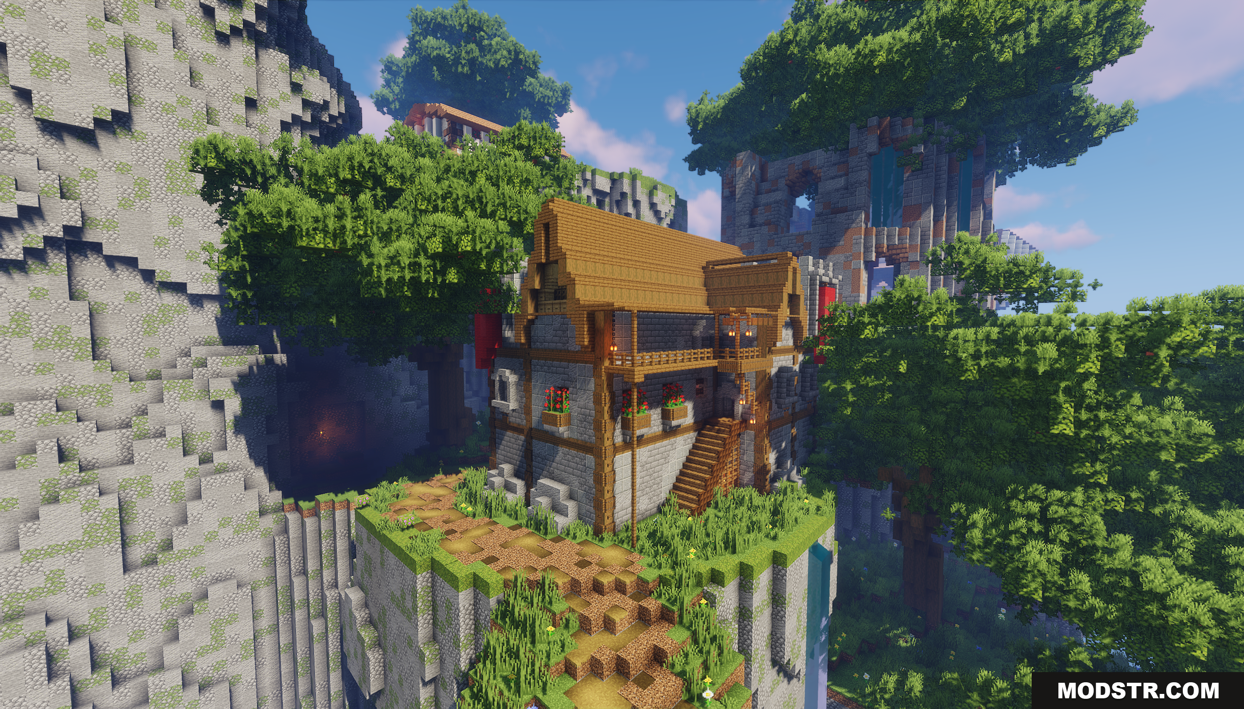 Town on the Mountain Map Screenshot 4 A detailed medieval house perched on a lush mountain cliff