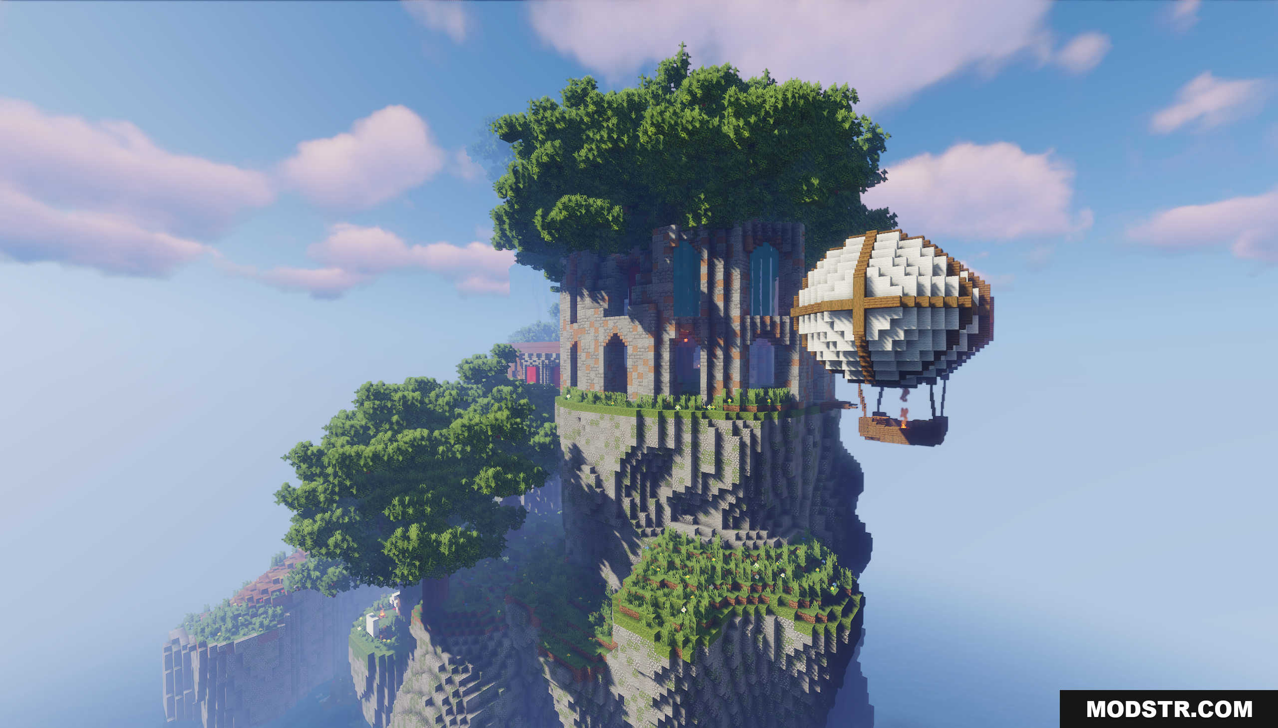 Town on the Mountain Map Screenshot 9 A large cliffside castle with a hot air balloon nearby