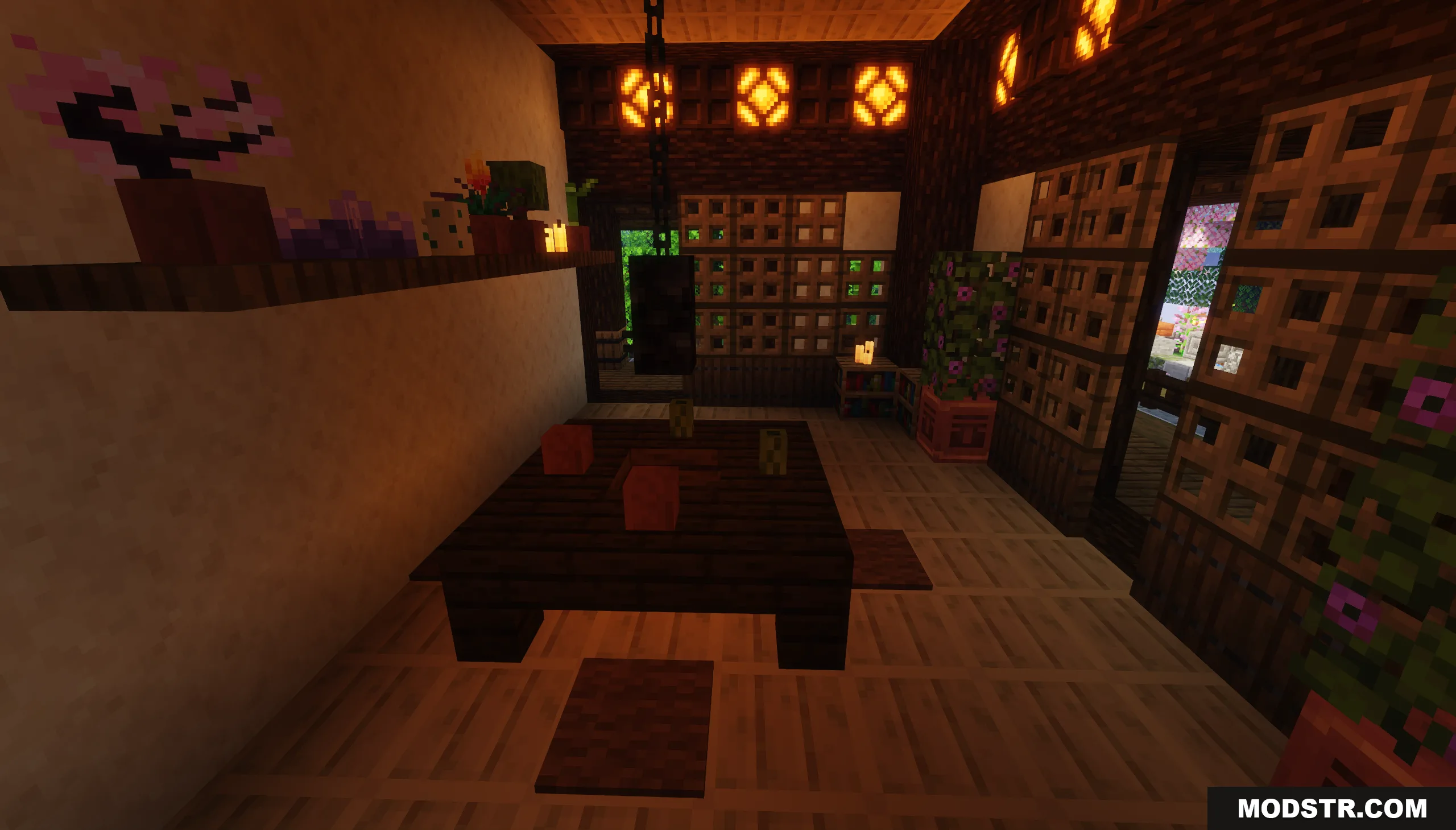 Traditional Japanese House Map Screenshot 9 Cozy interior of a traditional Japanese house featuring low tables and warm lighting