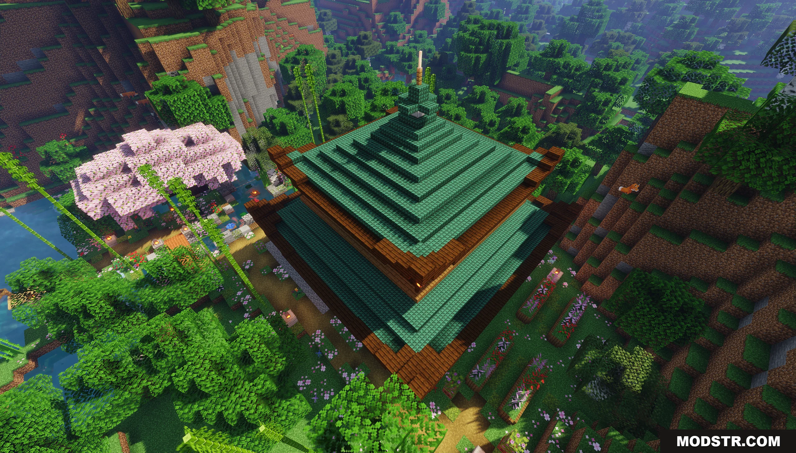 Traditional Japanese House Map Screenshot 7 Aerial view of the Traditional Japanese House Map with a green roof