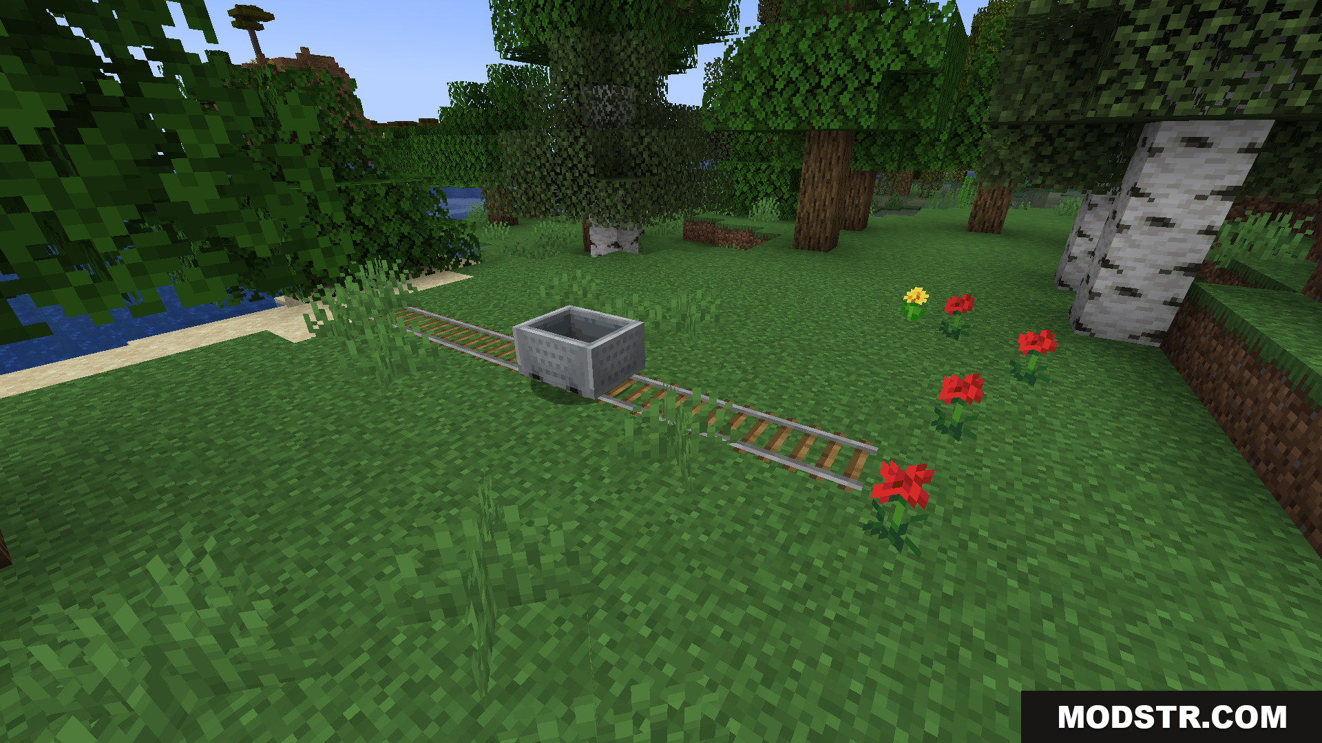 Train Network Optimisations Mod Screenshot 2 A lone minecart sitting on a short railway track