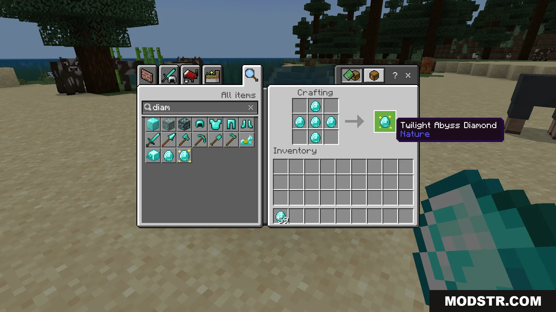 Twilight Abyss Dimension Addon Screenshot 2 Crafting recipe for a special diamond used to activate a water portal