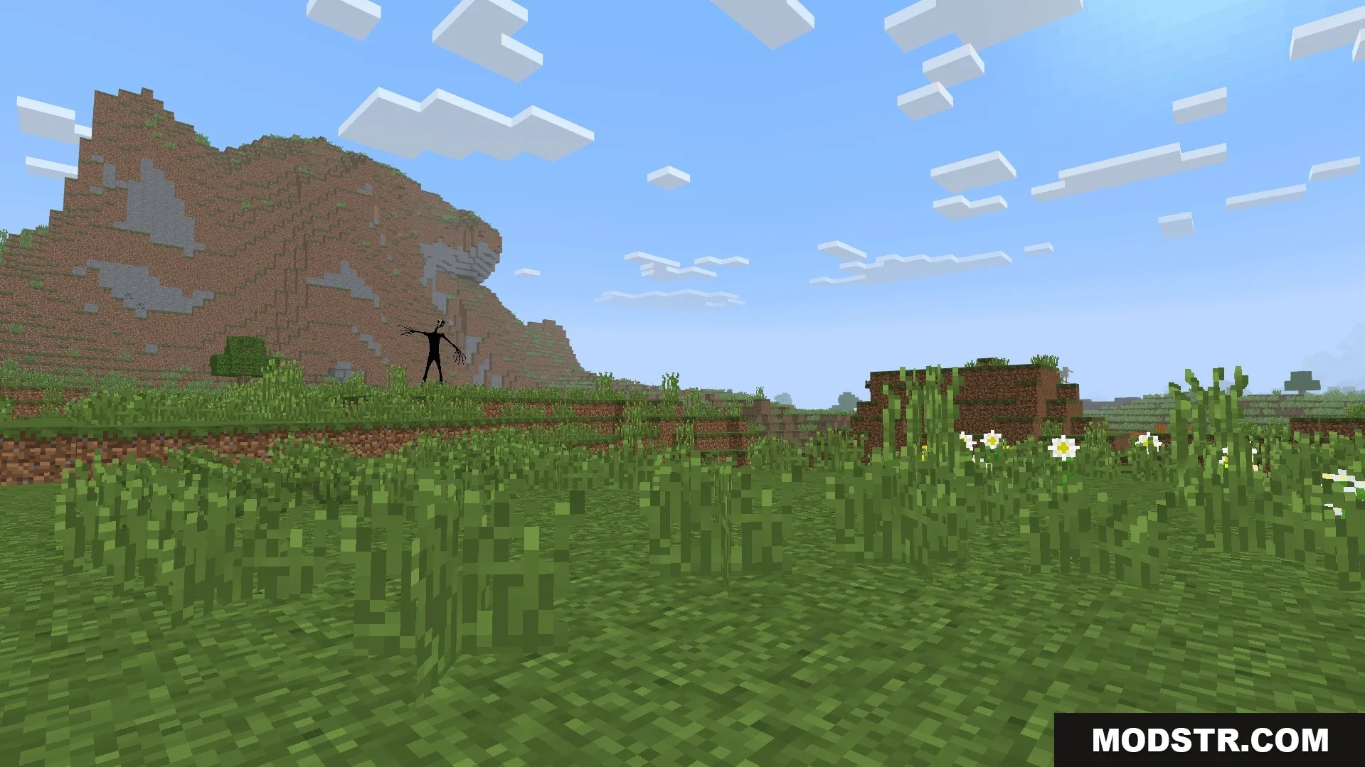 Twixxel Stalkers Addon features a tall black monster standing on a grassy hill