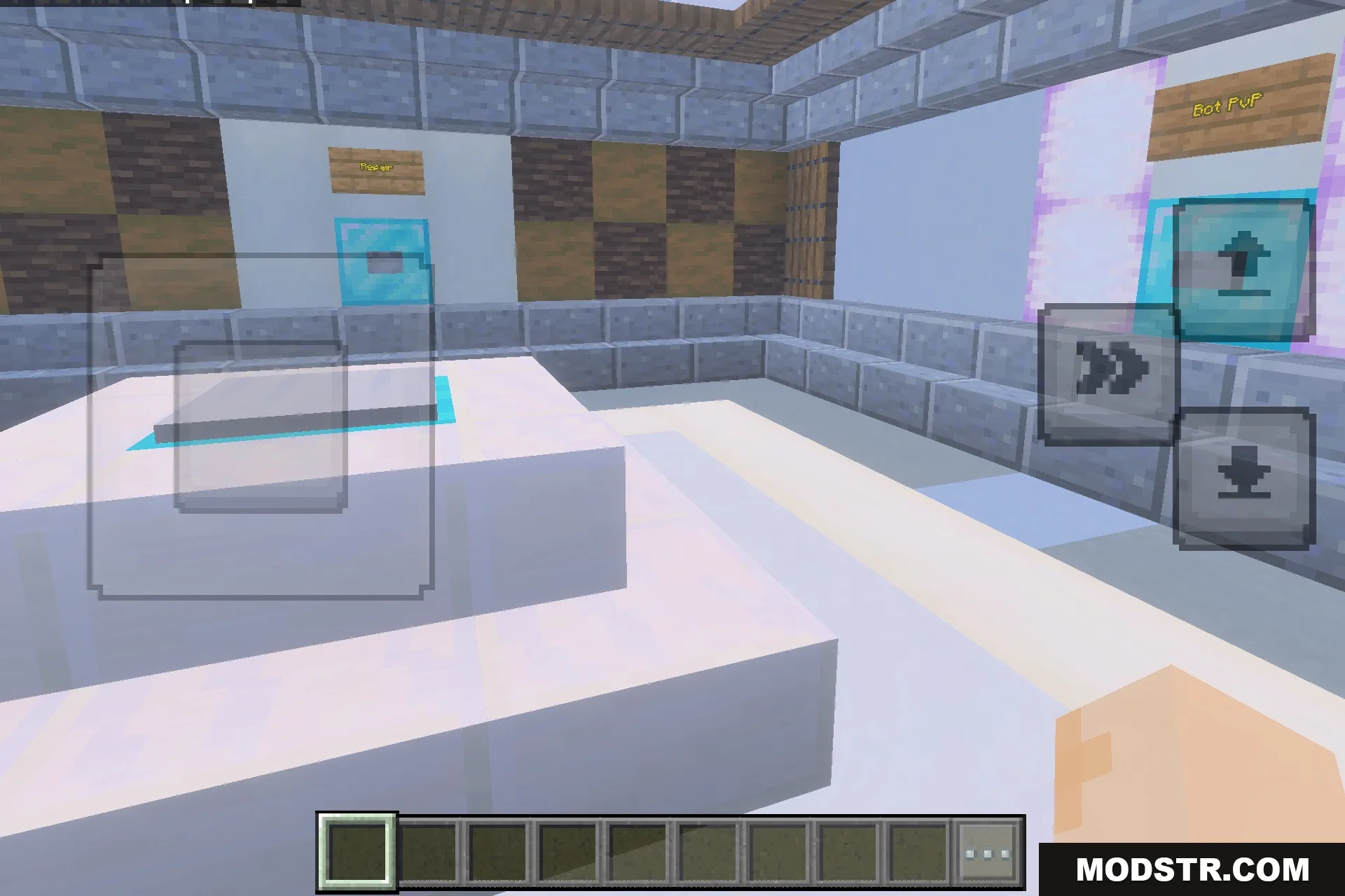 Ultimate All Kits PvP Map Screenshot 2 A white arena provides a dedicated space for players to practice against bots
