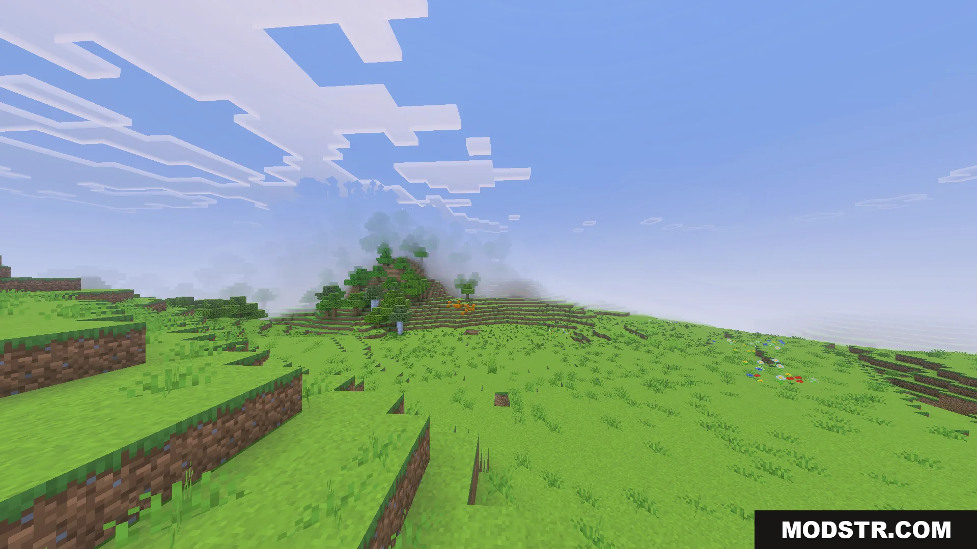 Ultimate FPS Booster Texture Pack Screenshot 7 A wide Minecraft landscape using the Ultimate FPS Booster Texture Pack