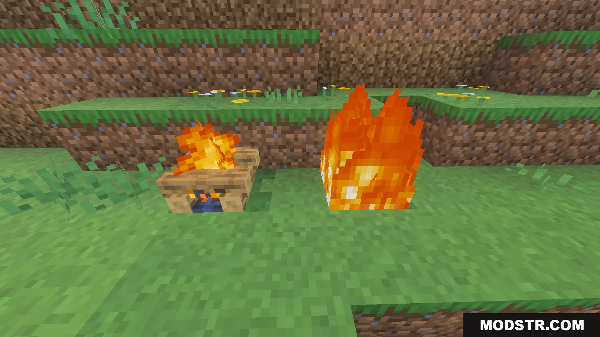 Ultimate FPS Booster Texture Pack Screenshot 5 Ultimate FPS Booster Texture Pack showing campfire and fire with reduced animations