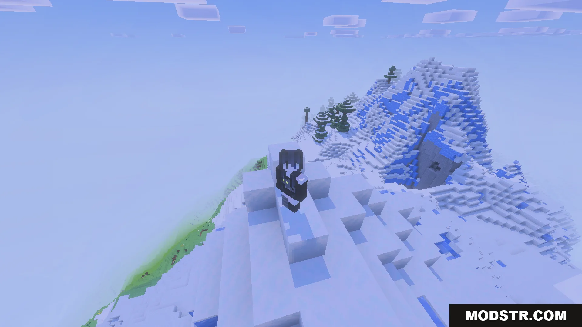 Ultimate FPS Booster Texture Pack Screenshot 3 Ultimate FPS Booster Texture Pack showing a player on a snowy mountain peak