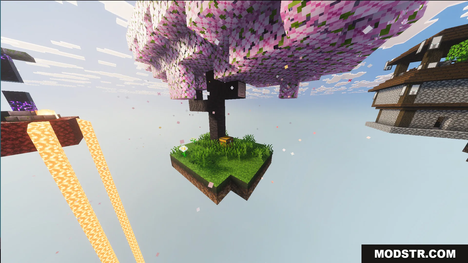 Ultimate Skyblock Adventure Map Screenshot 5 Floating island with a cherry blossom tree in Ultimate Skyblock Adventure Map