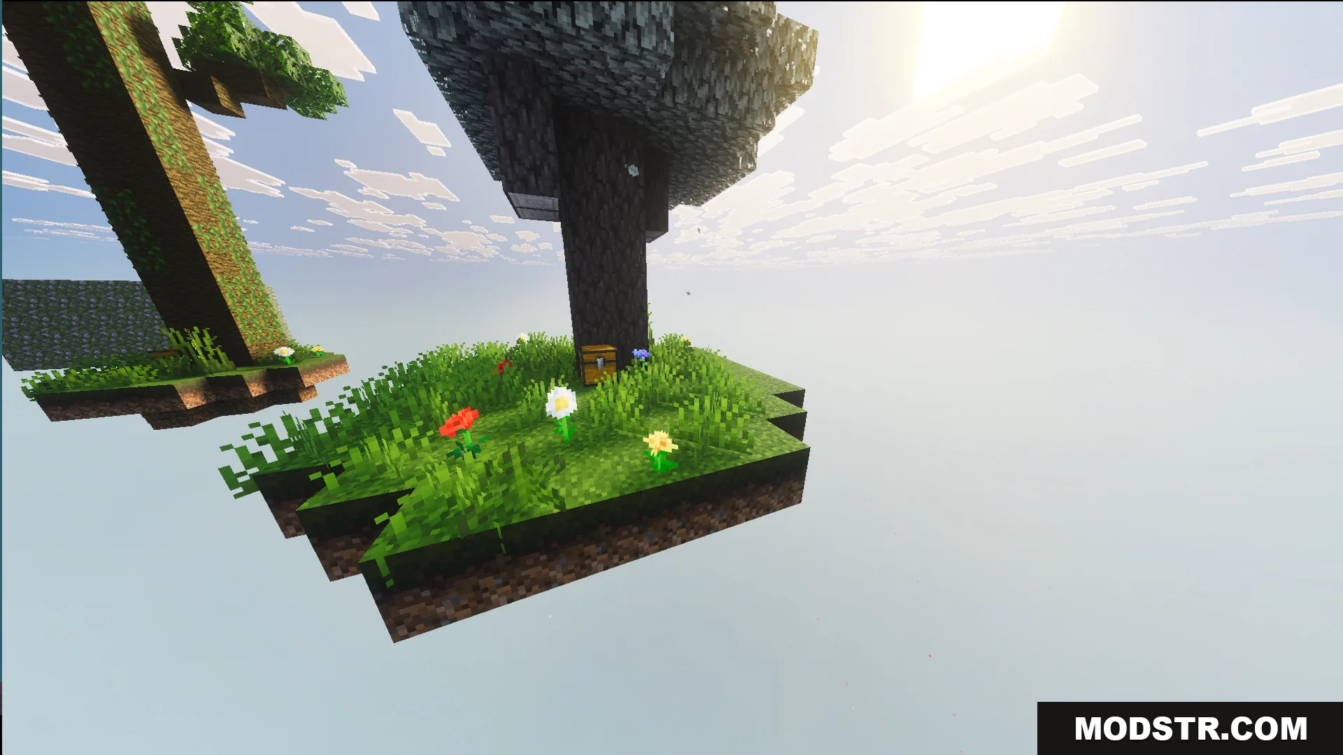 Ultimate Skyblock Adventure Map Screenshot 7 Floating islands with trees and flowers in the Ultimate Skyblock Adventure Map