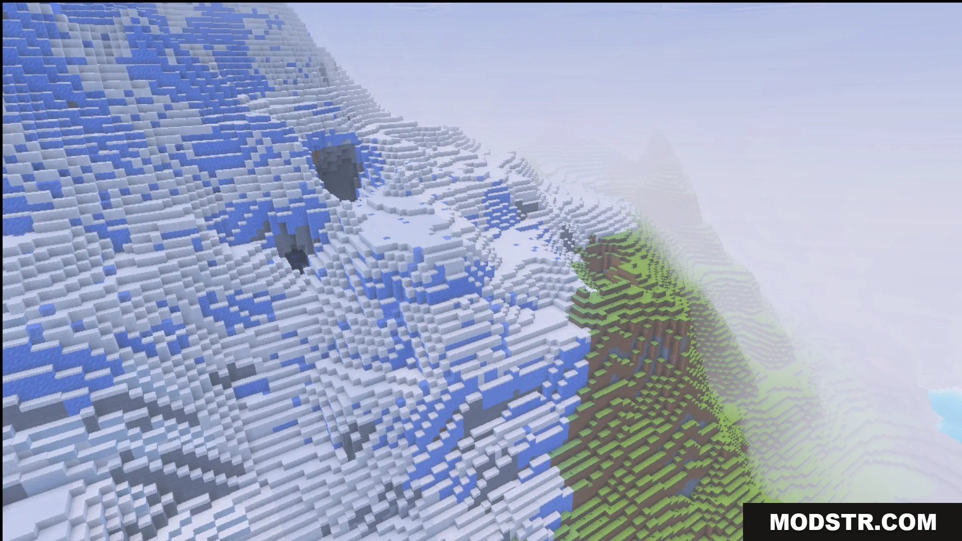 A snowy mountain slope and stone terrain using the Ultimate Survival textures