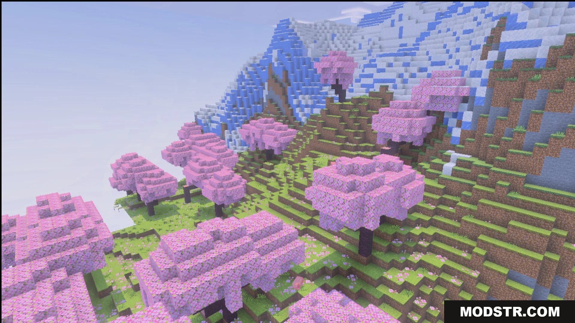 Cherry blossom trees and flowers rendered with the Ultimate Survival foliage textures