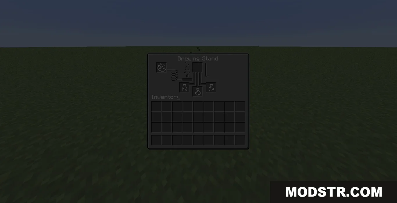 Brewing stand menu updated with the sleek Ultra Darkmode Resource Pack theme