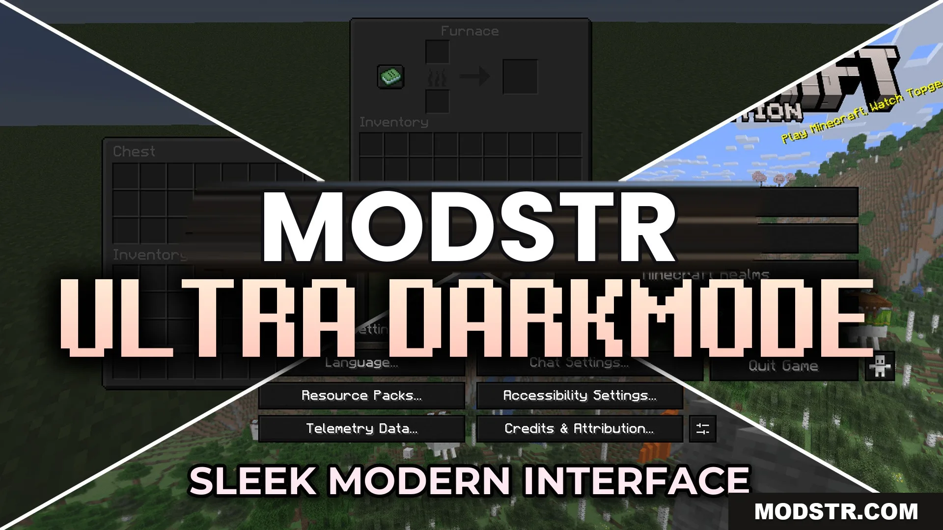 Ultra Darkmode Resource Pack (26.2, 1.20.1) – Sleek Black Menus for Late Night cover art