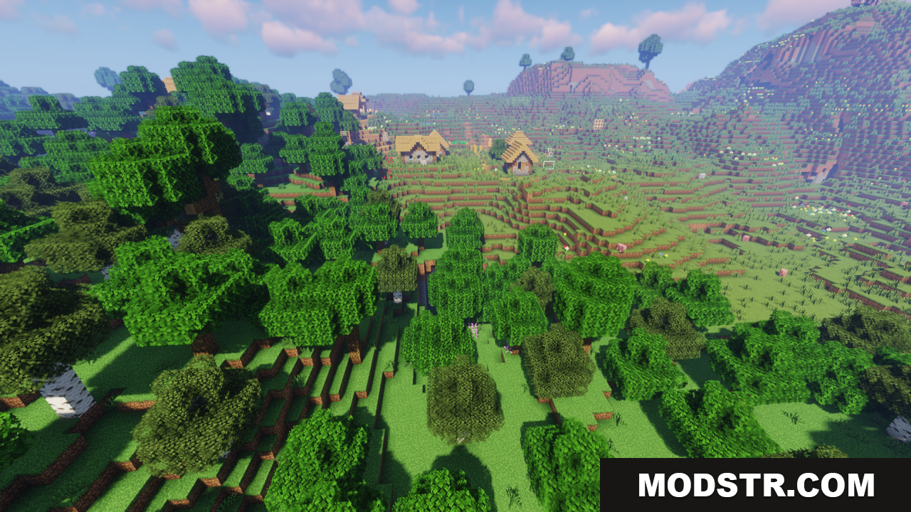 Universal Bushy Leaves texture pack showing lush green forest trees