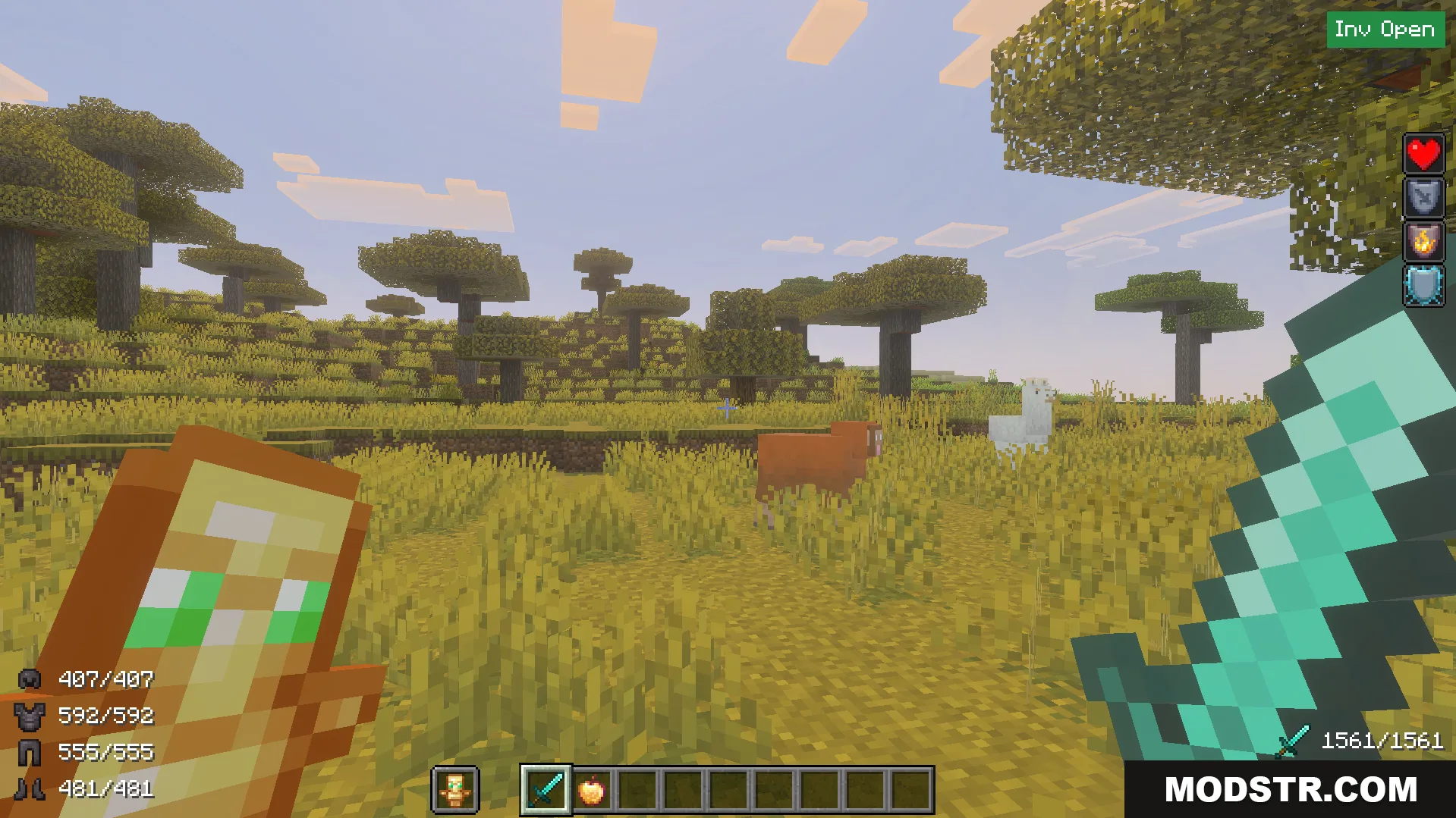 Utility HUD Texture Pack Screenshot 4 Utility HUD Texture Pack showing armor durability and potion effects on the screen