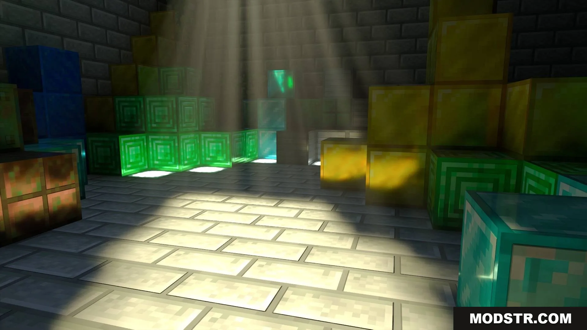 Ray tracing support adds detailed heightmaps and lighting to default blocks in game