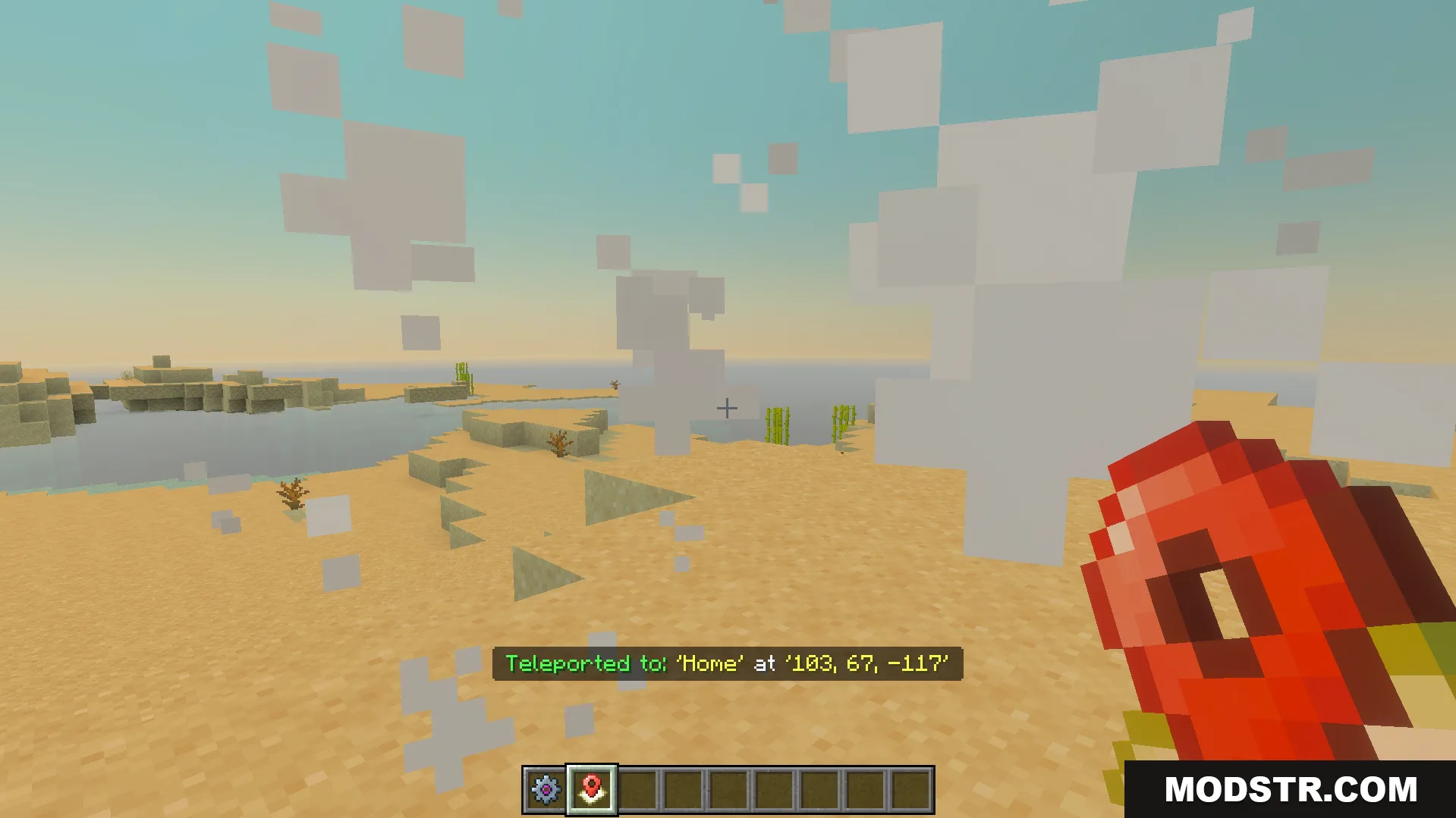 Vanilla Waypoints Addon Screenshot 7 Player teleporting to a saved home location using the waypoints manager item