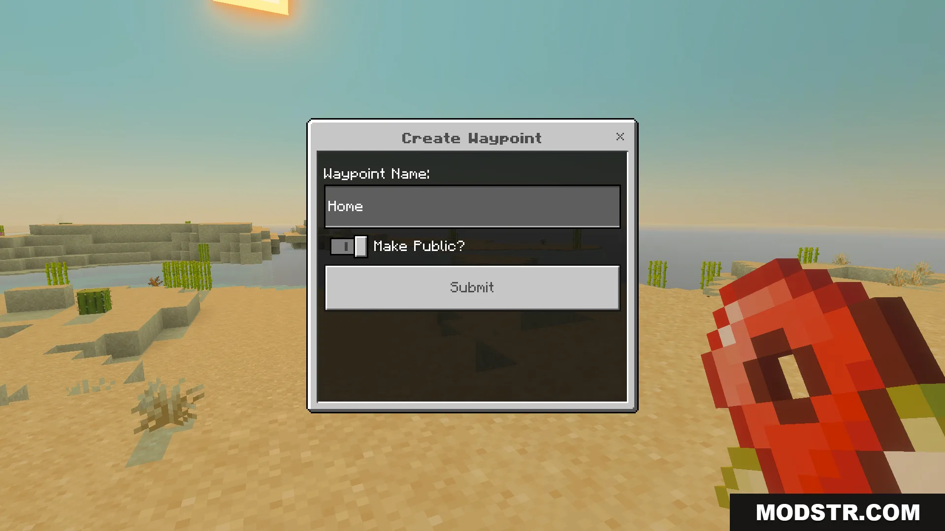 Vanilla Waypoints Addon Screenshot 4 Create waypoint menu to input a custom name and save important locations