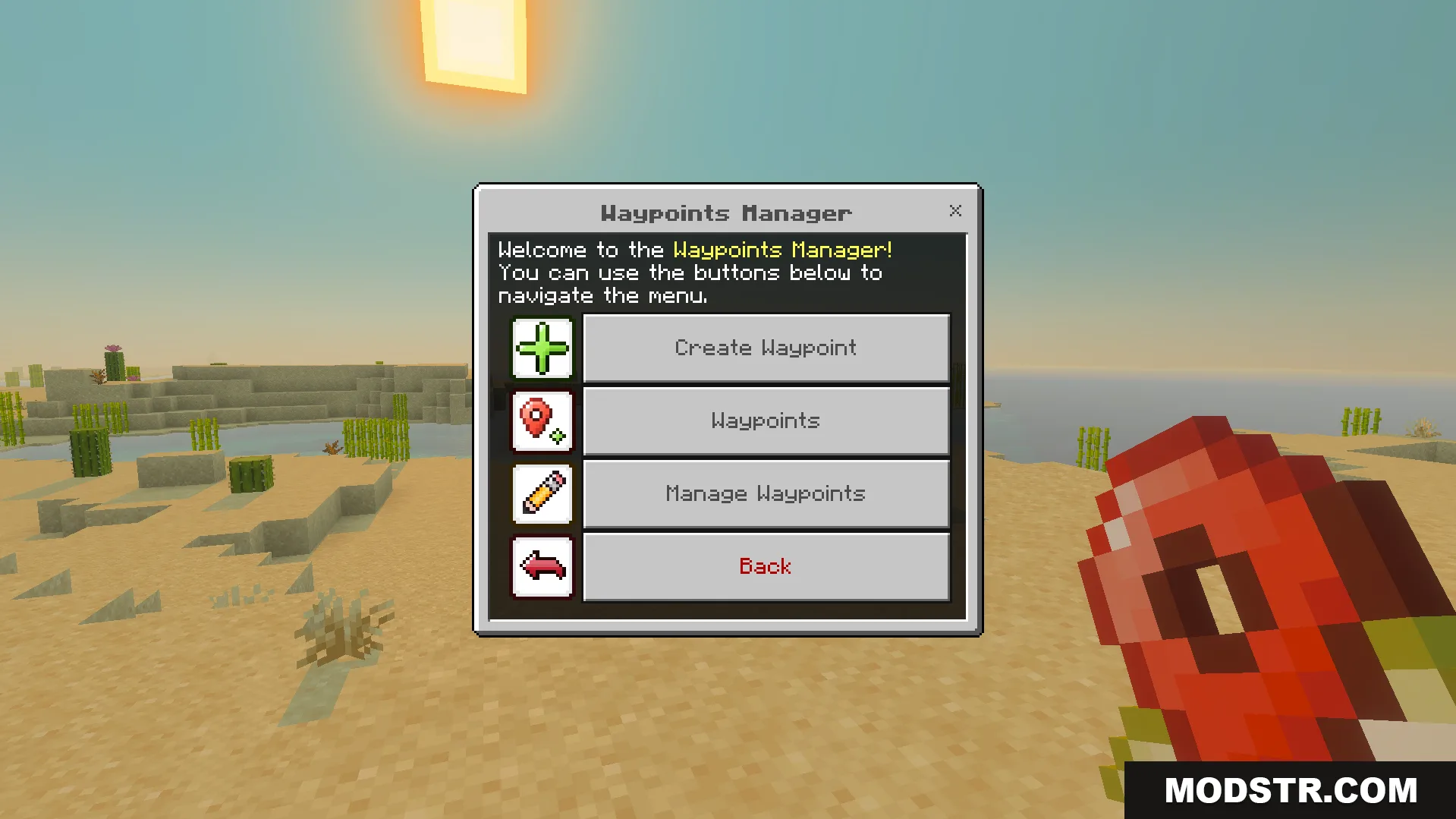 Vanilla Waypoints Addon Screenshot 3 Waypoints manager menu showing options to create view and manage saved locations