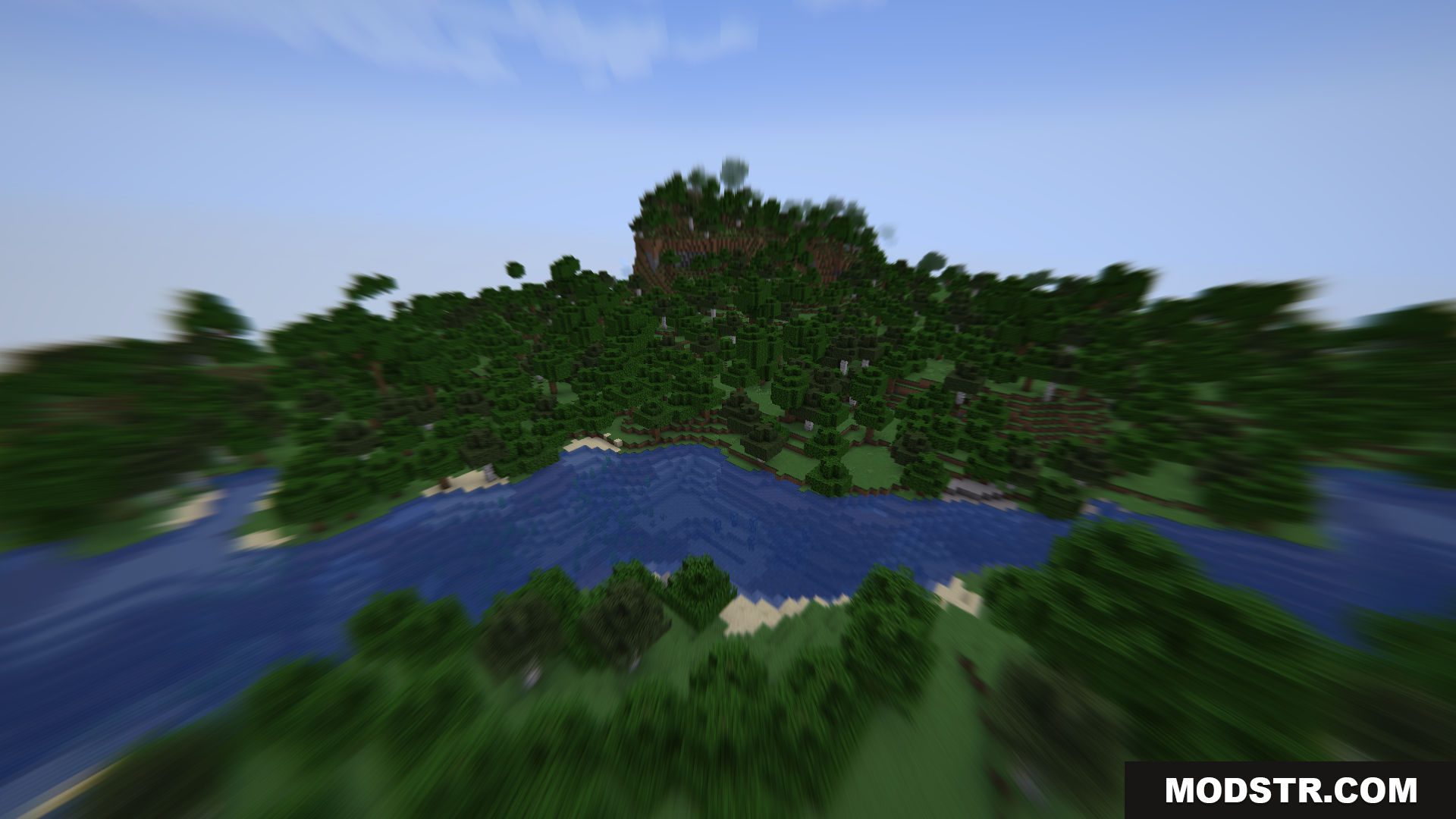 Flying over a river with a strong motion blur