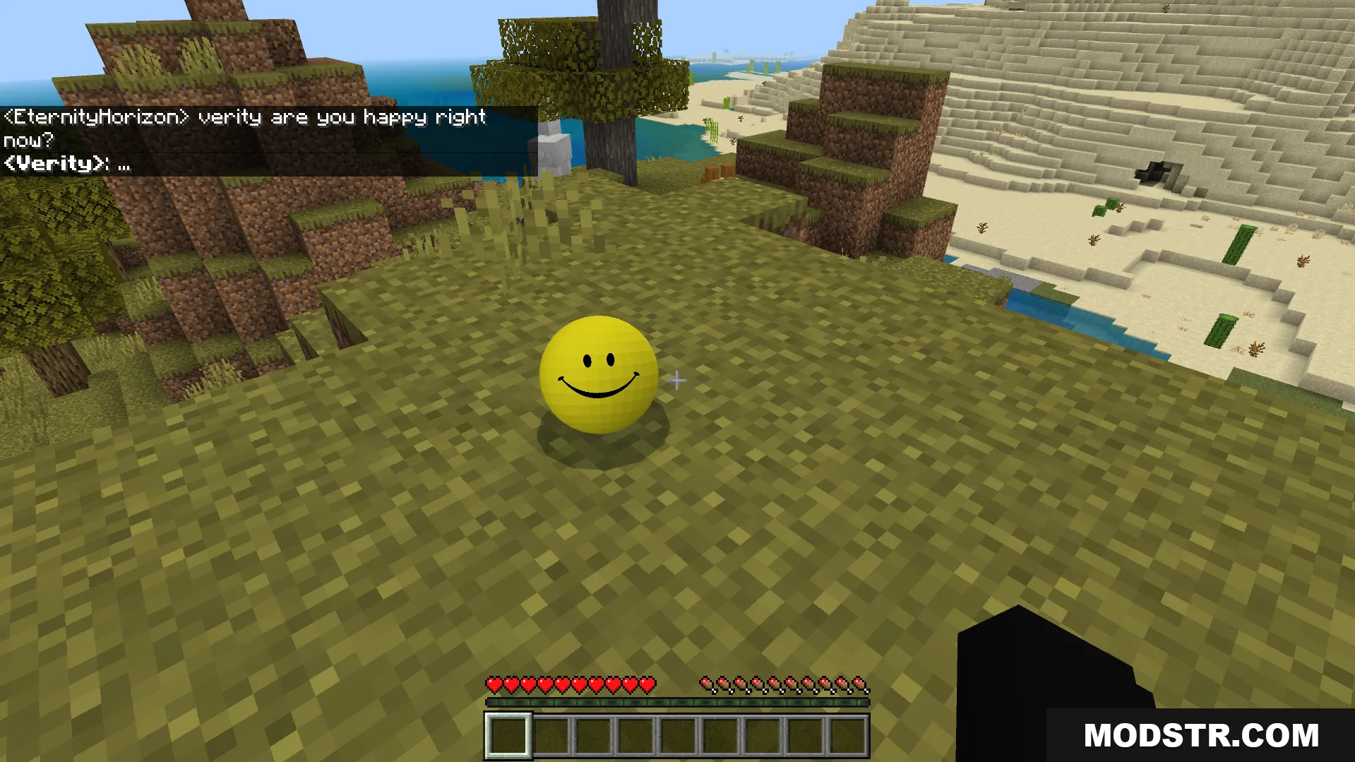 Verity BE Addon Screenshot 10 A player asks the smart yellow entity a question in the chat