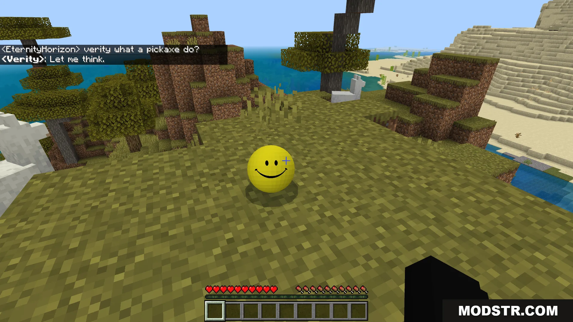 Verity BE Addon Screenshot 8 The smart yellow entity answering a question about a pickaxe in chat