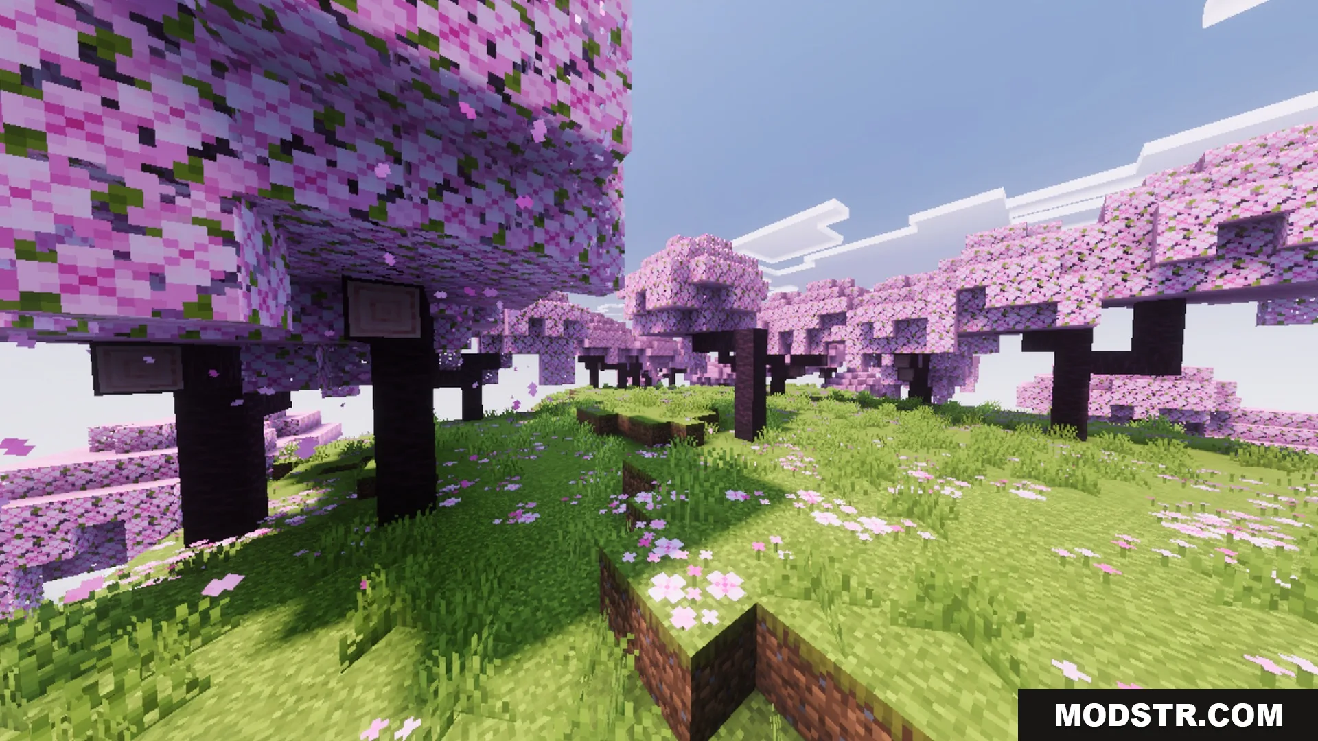 Vibrant Legacy L Espace Shader Screenshot 7 Lush cherry blossom grove with pink trees and flowers under a bright sky