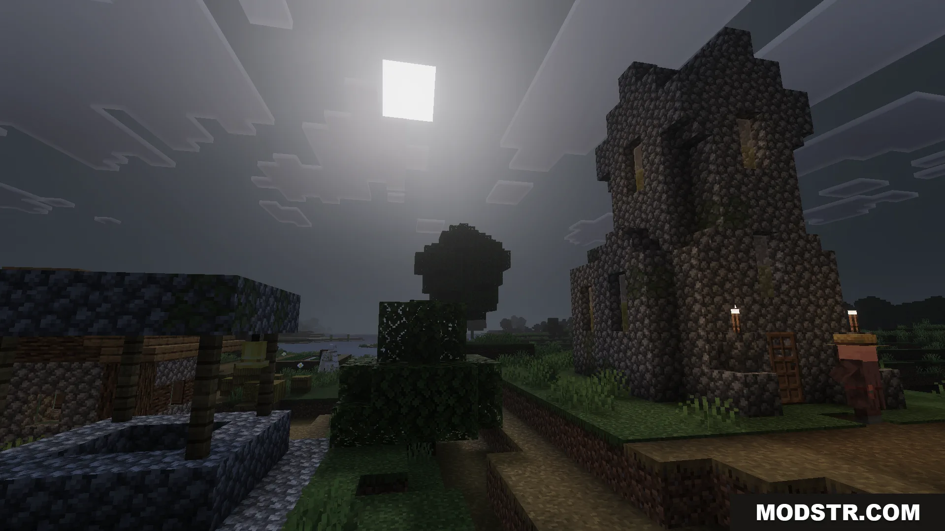 Dark and spooky visual style that fits perfectly with horror themes in survival worlds