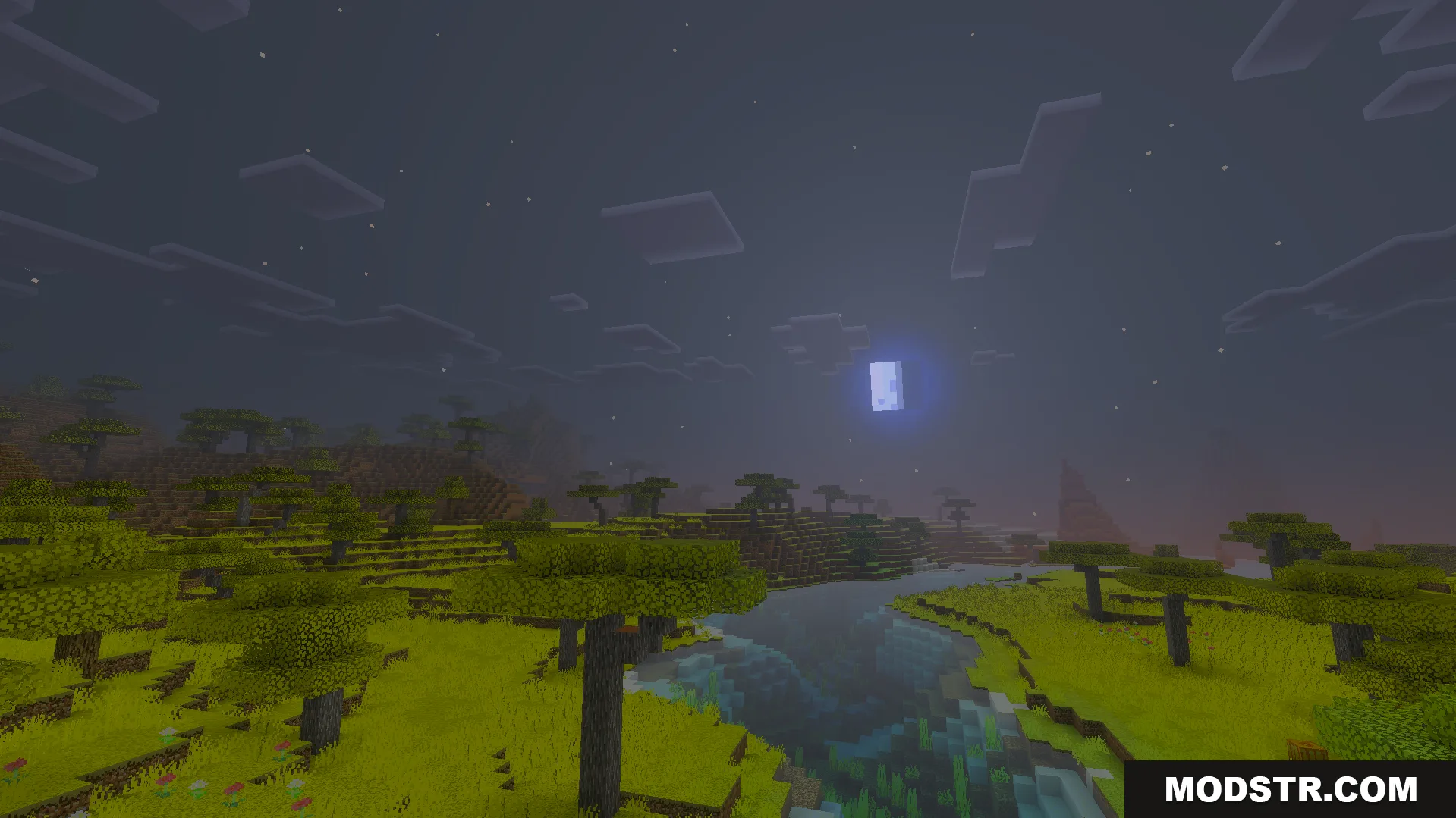 Vibrant Visual Shader Screenshot 7 Vibrant Visual Shader makes the night sky and savanna biome bright and lively