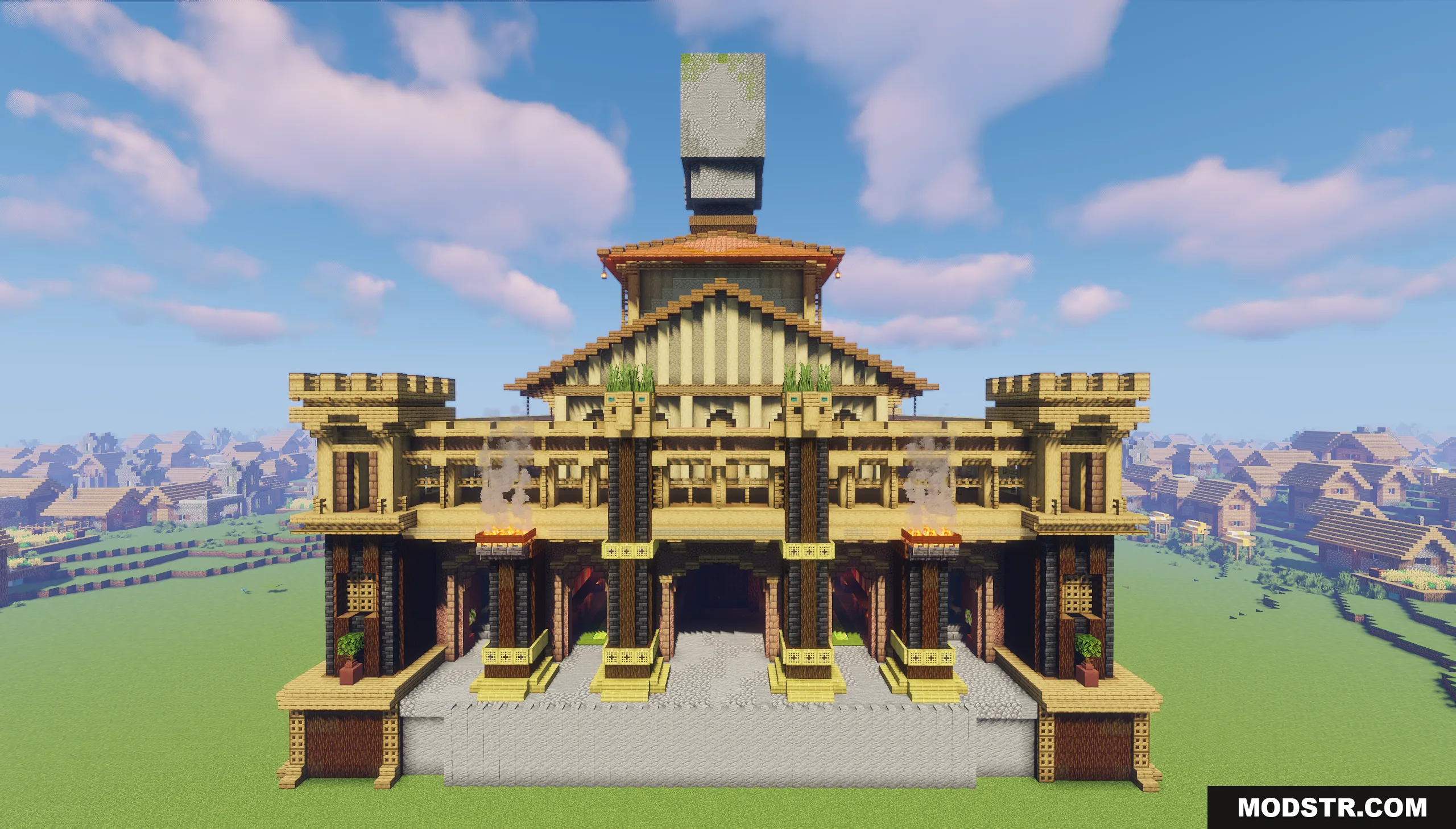 Villager Trading Hall Map Screenshot 5 Large symmetrical building with central tower and multiple entrances