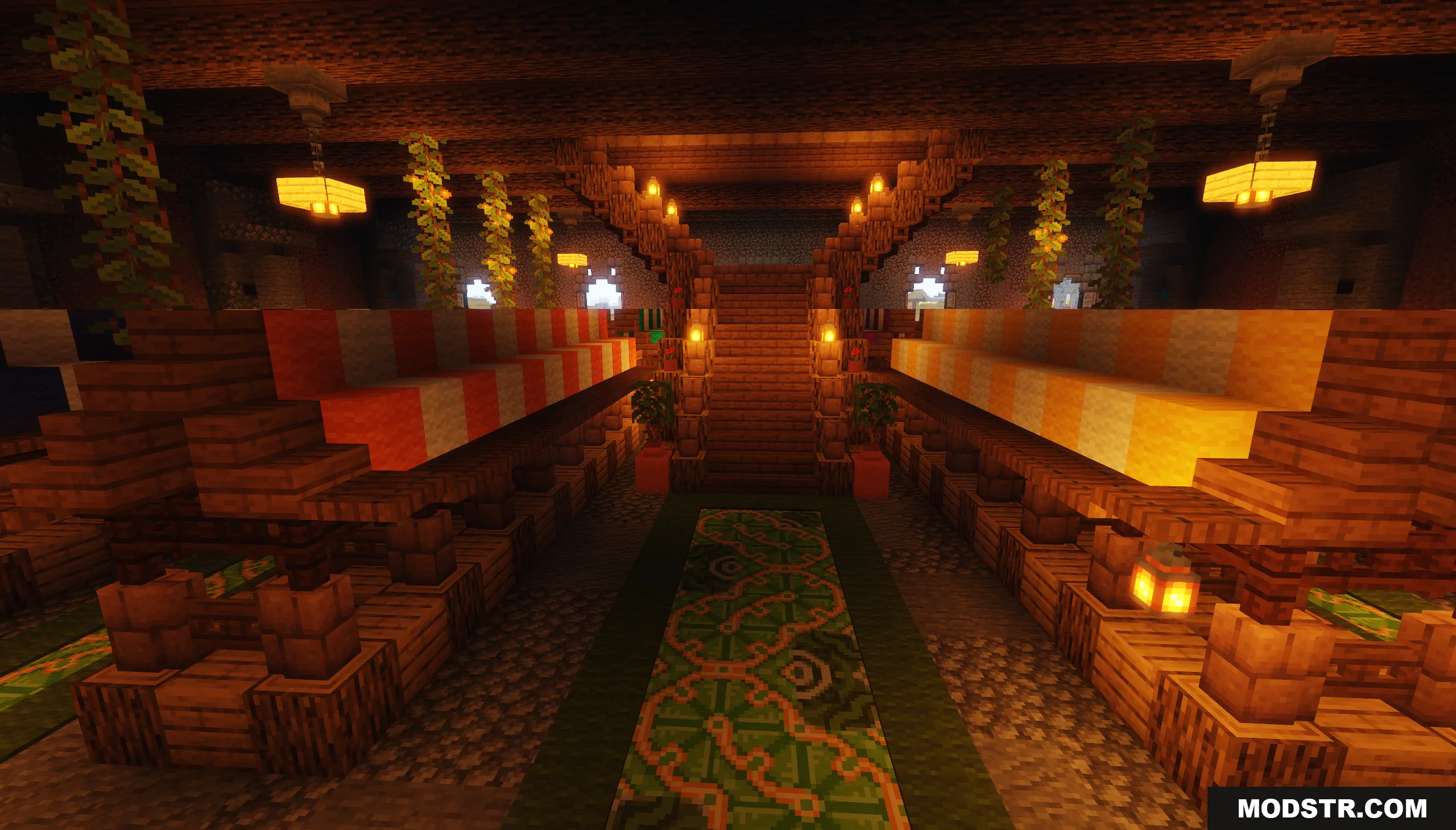 Villager Trading Hall Map Screenshot 6 Interior view of a trading hall with stalls and stairs
