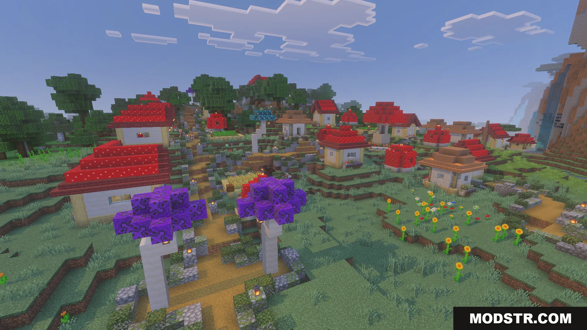 Villages Plus Addon Screenshot 4 Unique mushroom village in the plains biome with better layouts and detailed paths