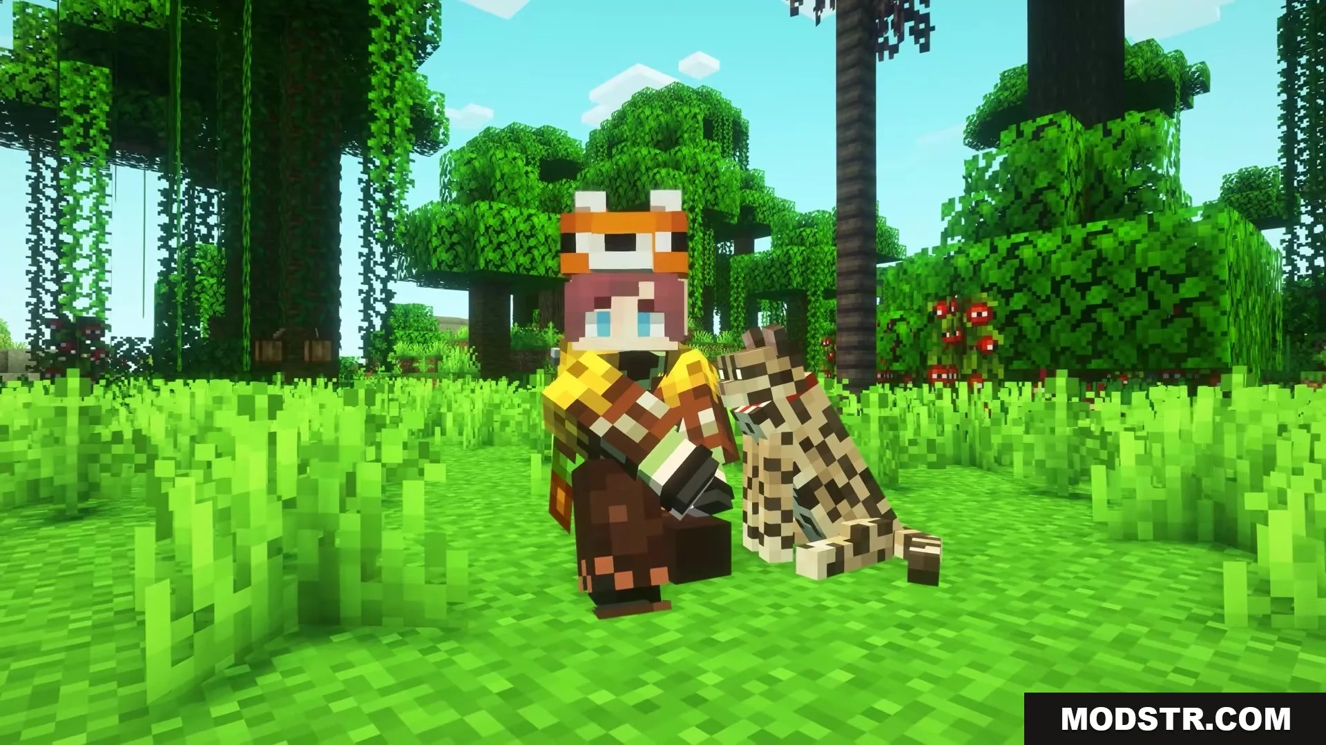 Visualhealth Mod Screenshot 9 Visualhealth mod displays battle marks on a player sitting in a lush jungle