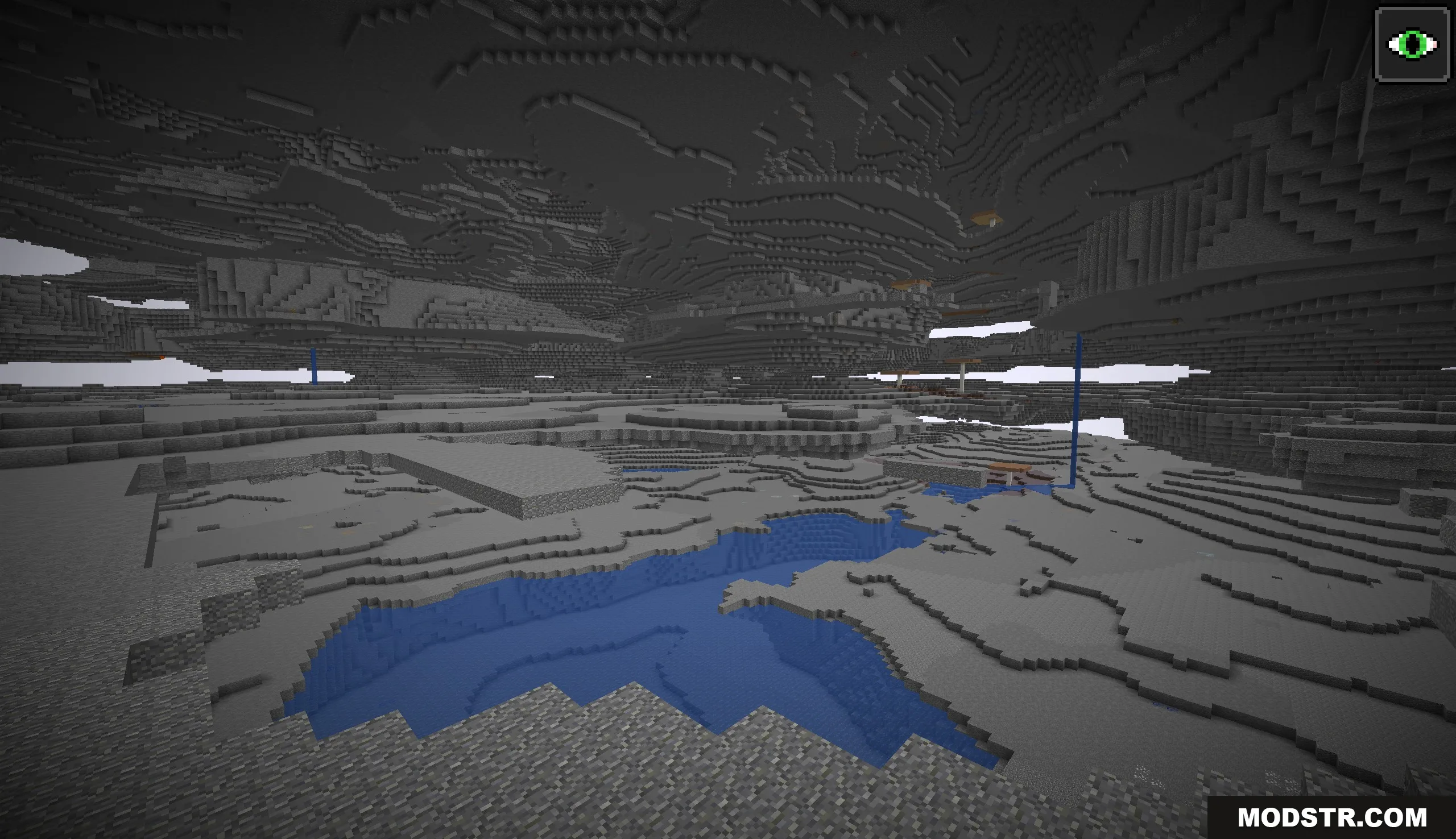 Voidbound Resolve Mod Screenshot 1 A massive subterranean landscape with layered stone and dark water pools