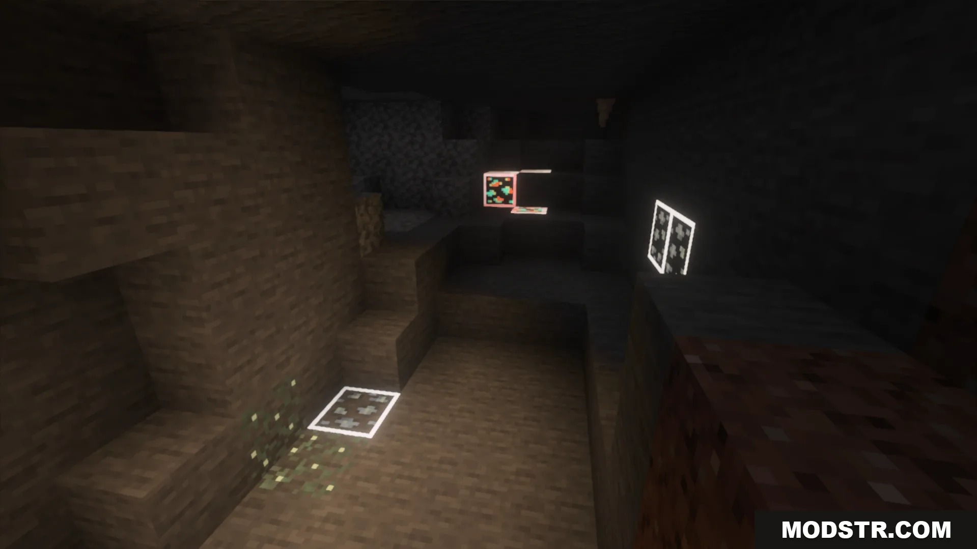 Voxen 2 Glowing Ores Texture Pack Screenshot 5 Find different types of valuable ores easily in the complete darkness