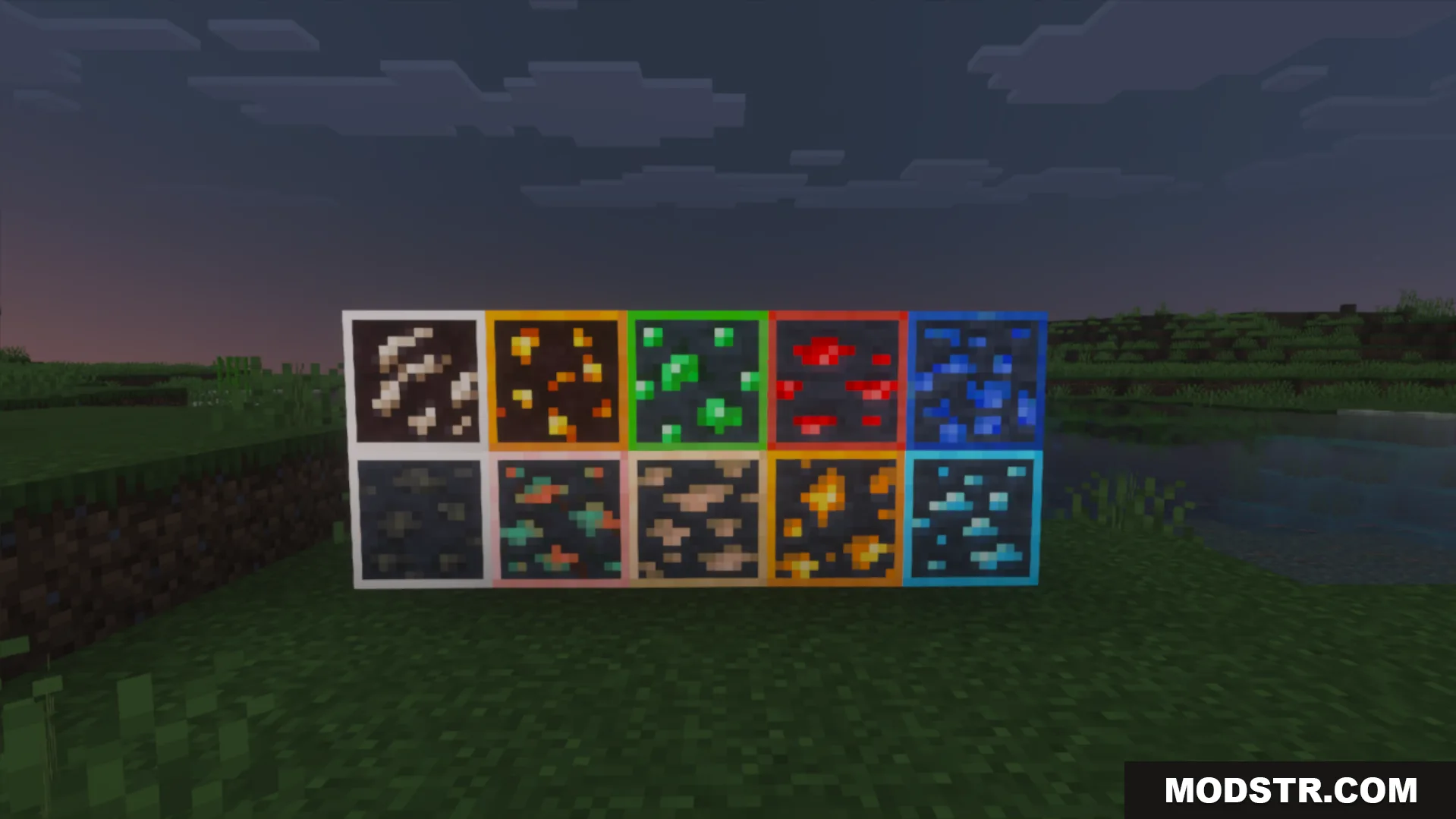 Voxen 2 Glowing Ores Texture Pack Screenshot 3 Outlined ore blocks glowing softly in the dark for easier mining