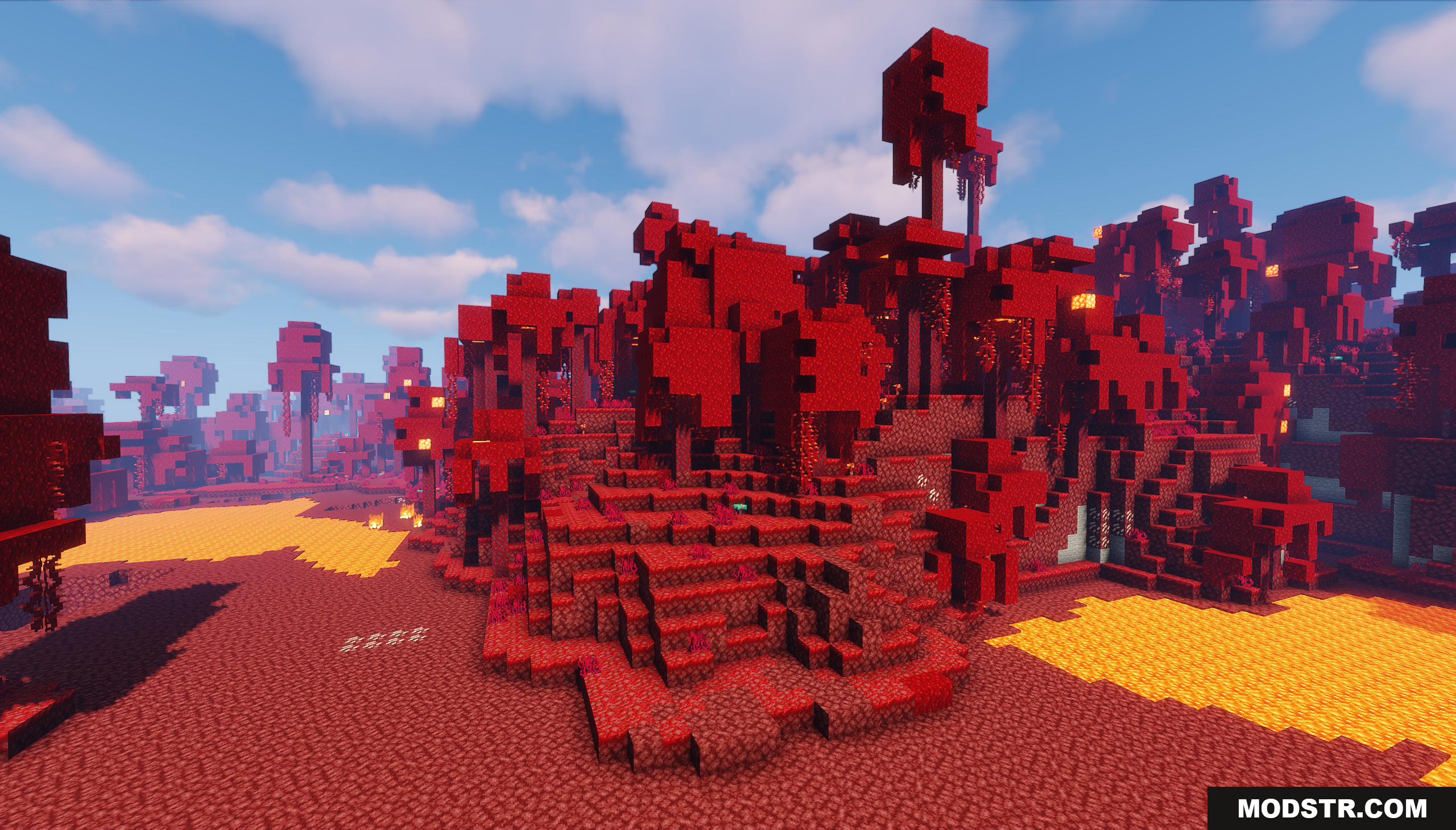 Warped Crimson Island Map Screenshot 8 The red crimson landscape bordering a large pool of lava