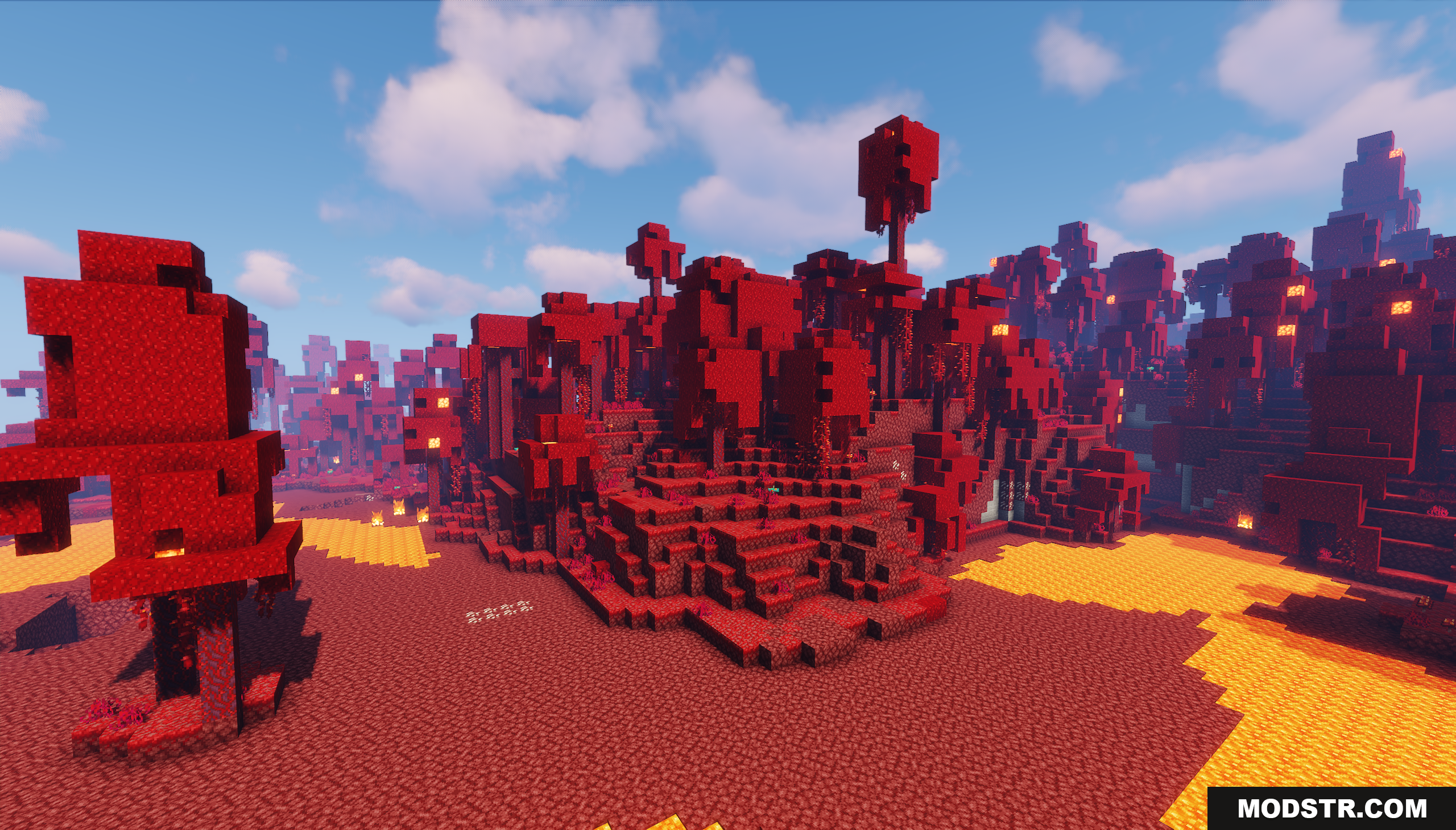 Warped Crimson Island Map Screenshot 3 A large custom structure in the red crimson biome