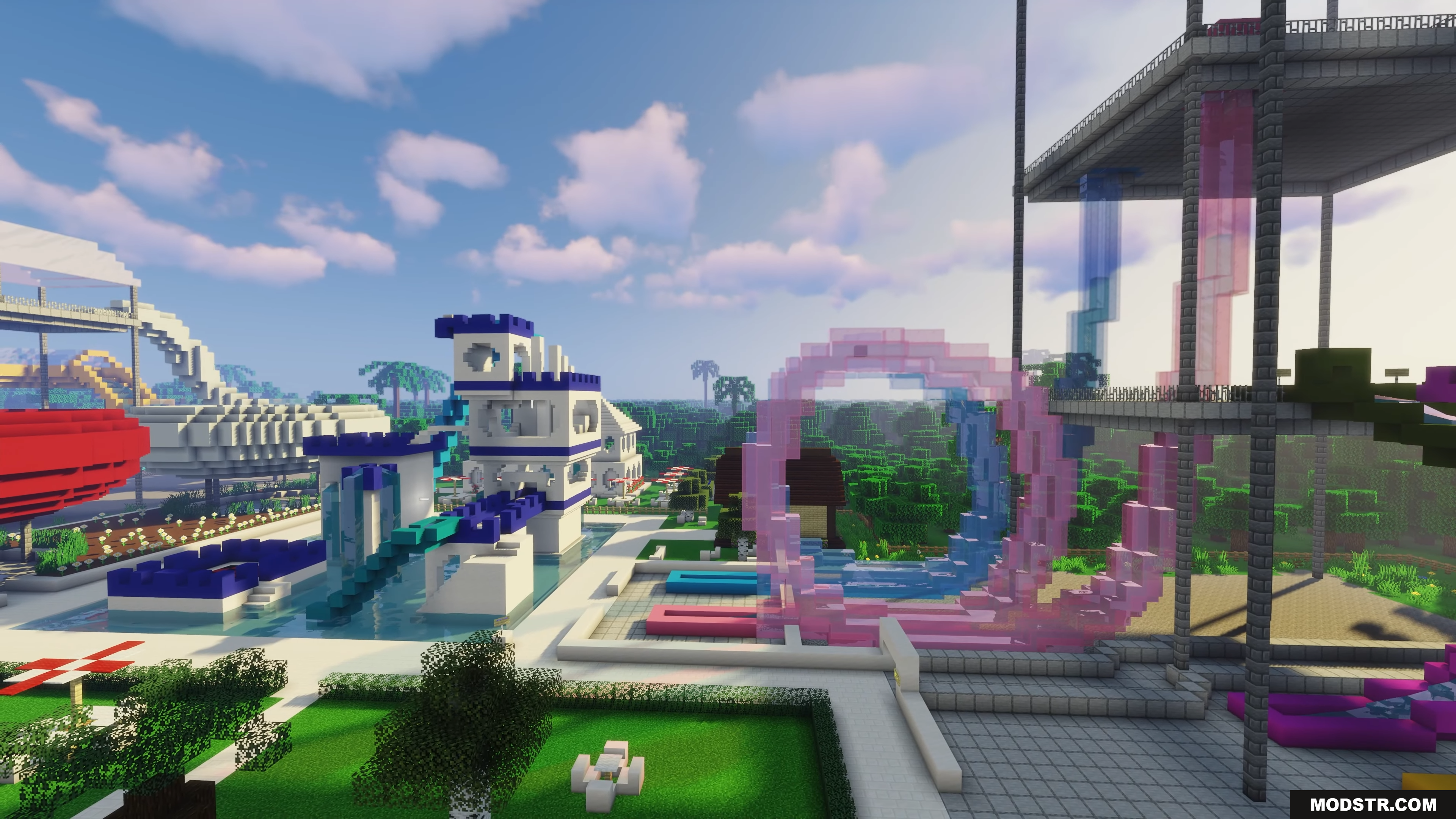Water Park Hunt Map Screenshot 7 A sprawling Minecraft water park with colorful slides and pools