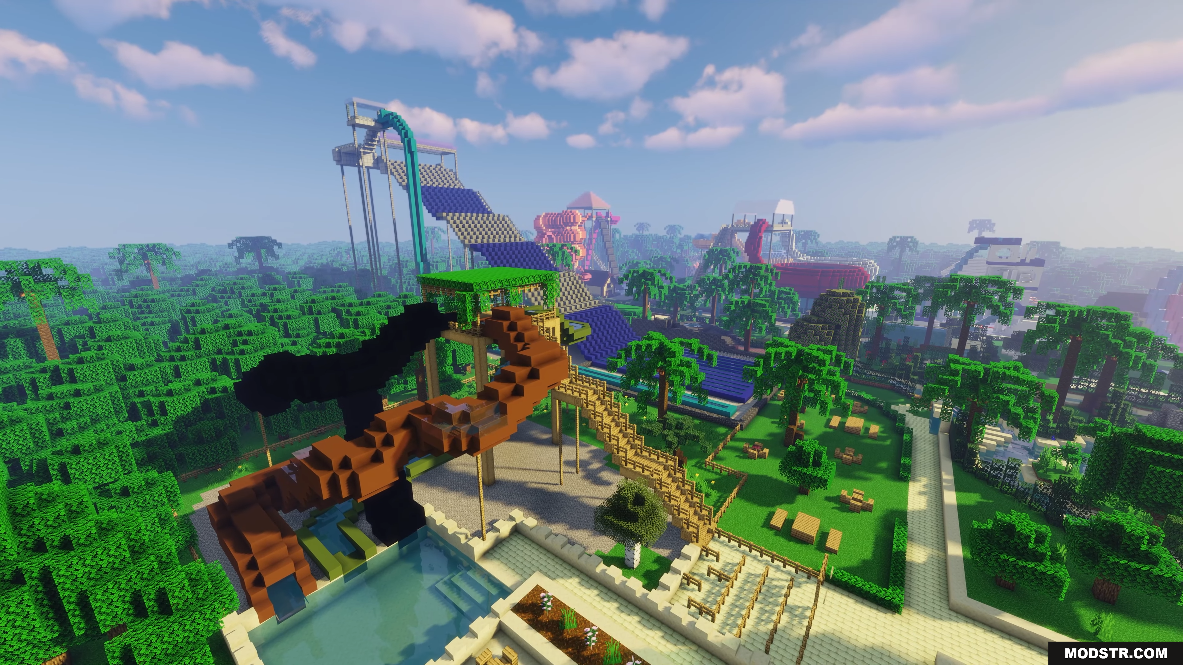 Water Park Hunt Map Screenshot 6 A winding brown water slide next to a swimming pool